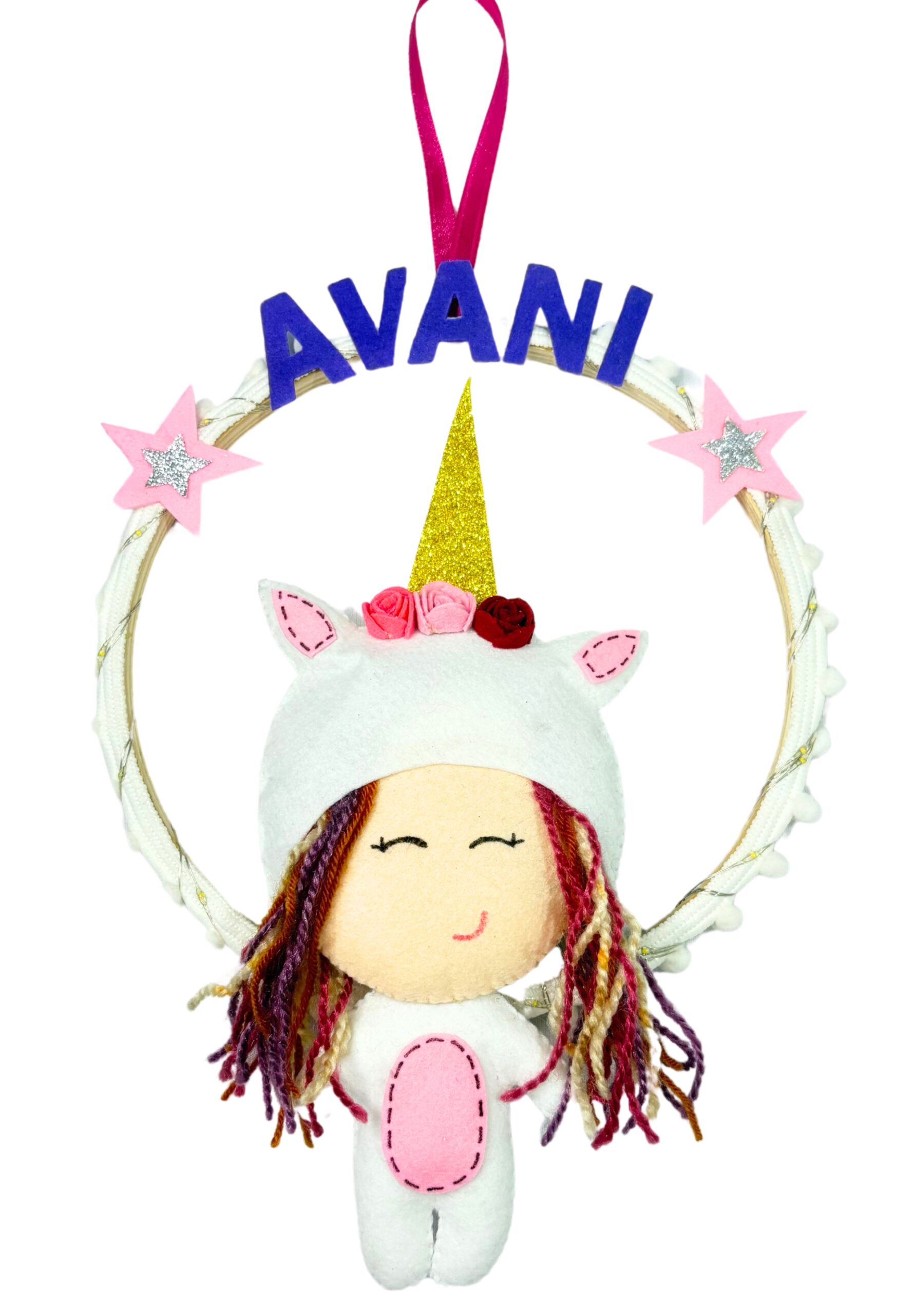 Li'll Pumpkins whimiscal glittery Doll Baby girl Name hoop