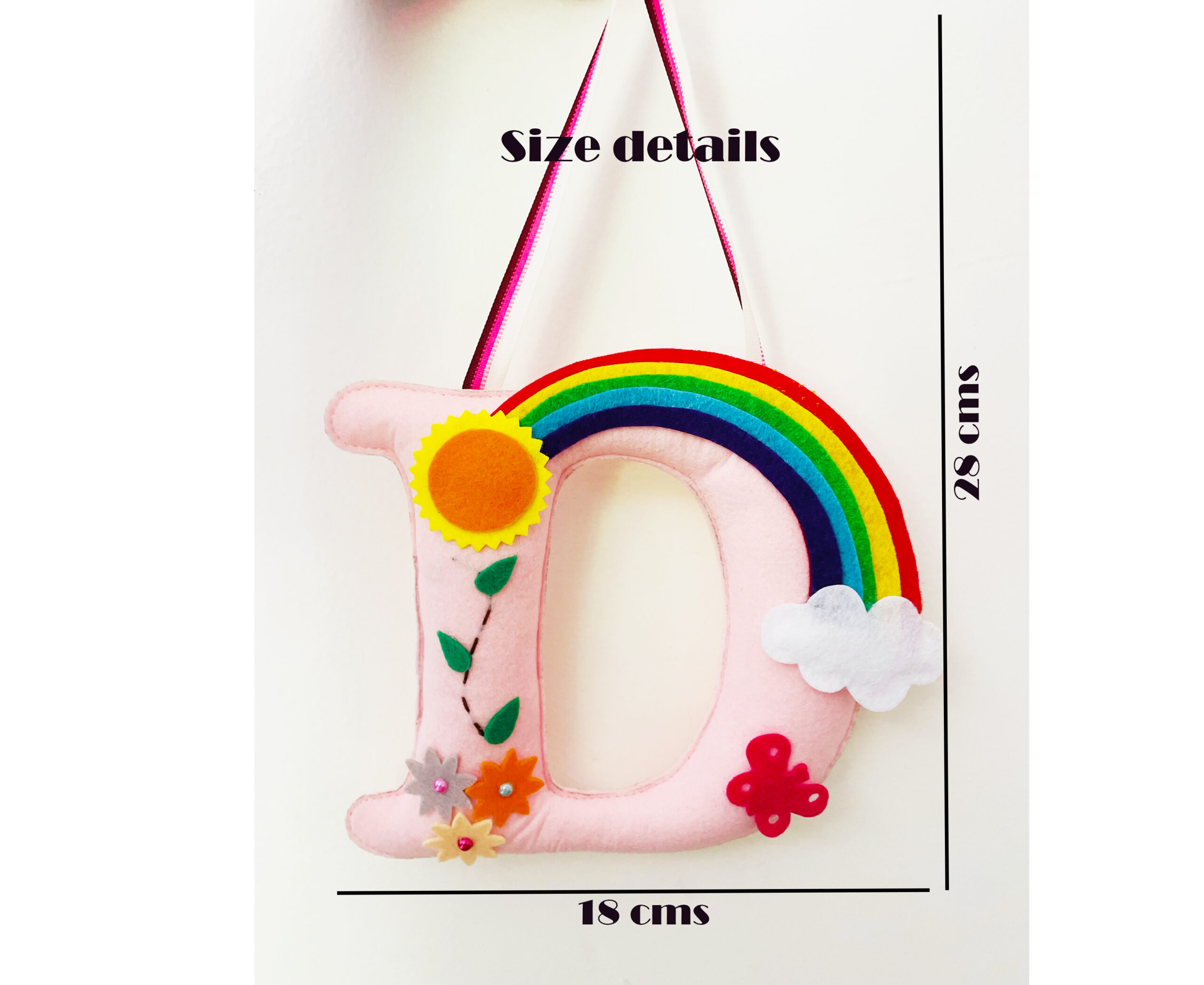 Li'll Pumpkins Personalized Customized Felt and Thread Hand embroidered hanging Alphabet/ Initial MultiColor