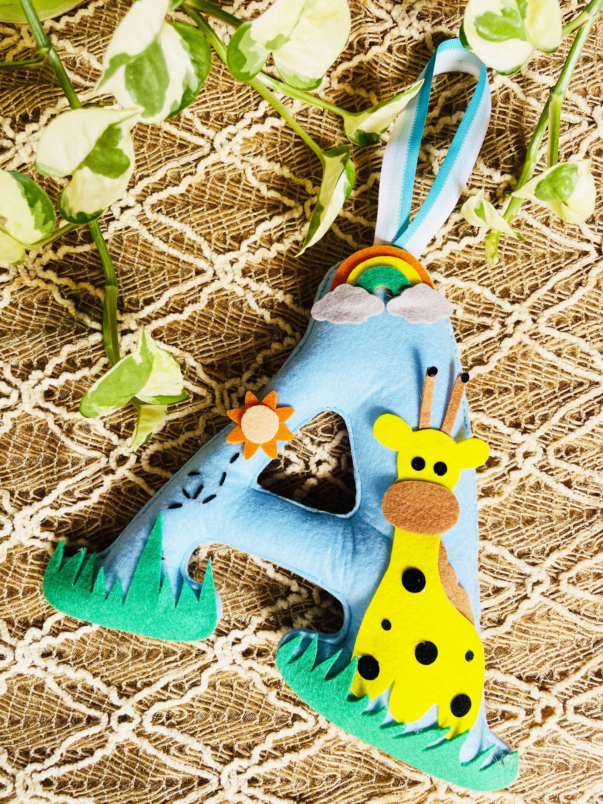 Li'll Pumpkins Personalized Customized Felt and Thread Hand embroidered hanging Alphabet/ Initial MultiColor