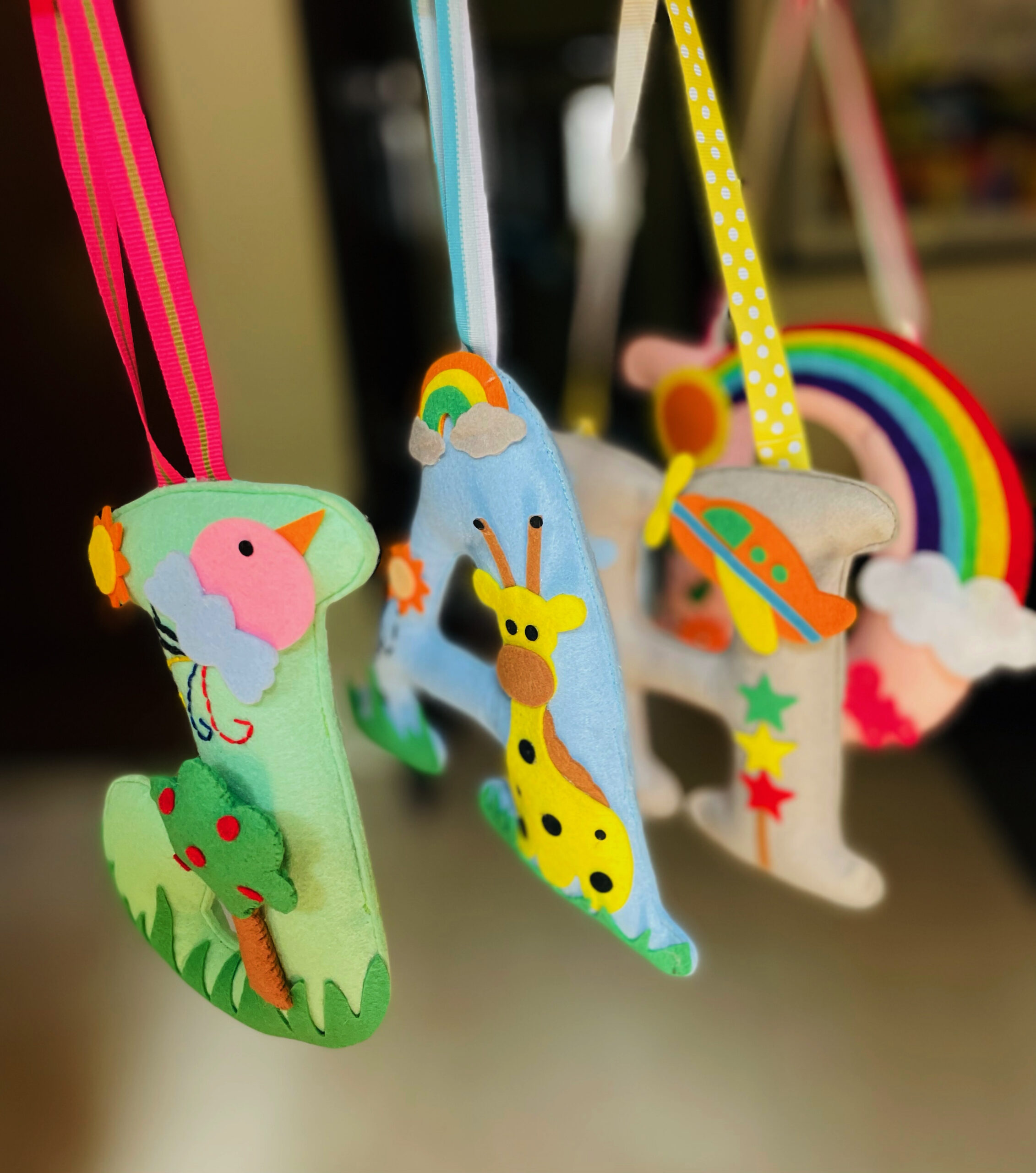 Li'll Pumpkins Personalized Customized Felt and Thread Hand embroidered hanging Alphabet/ Initial MultiColor