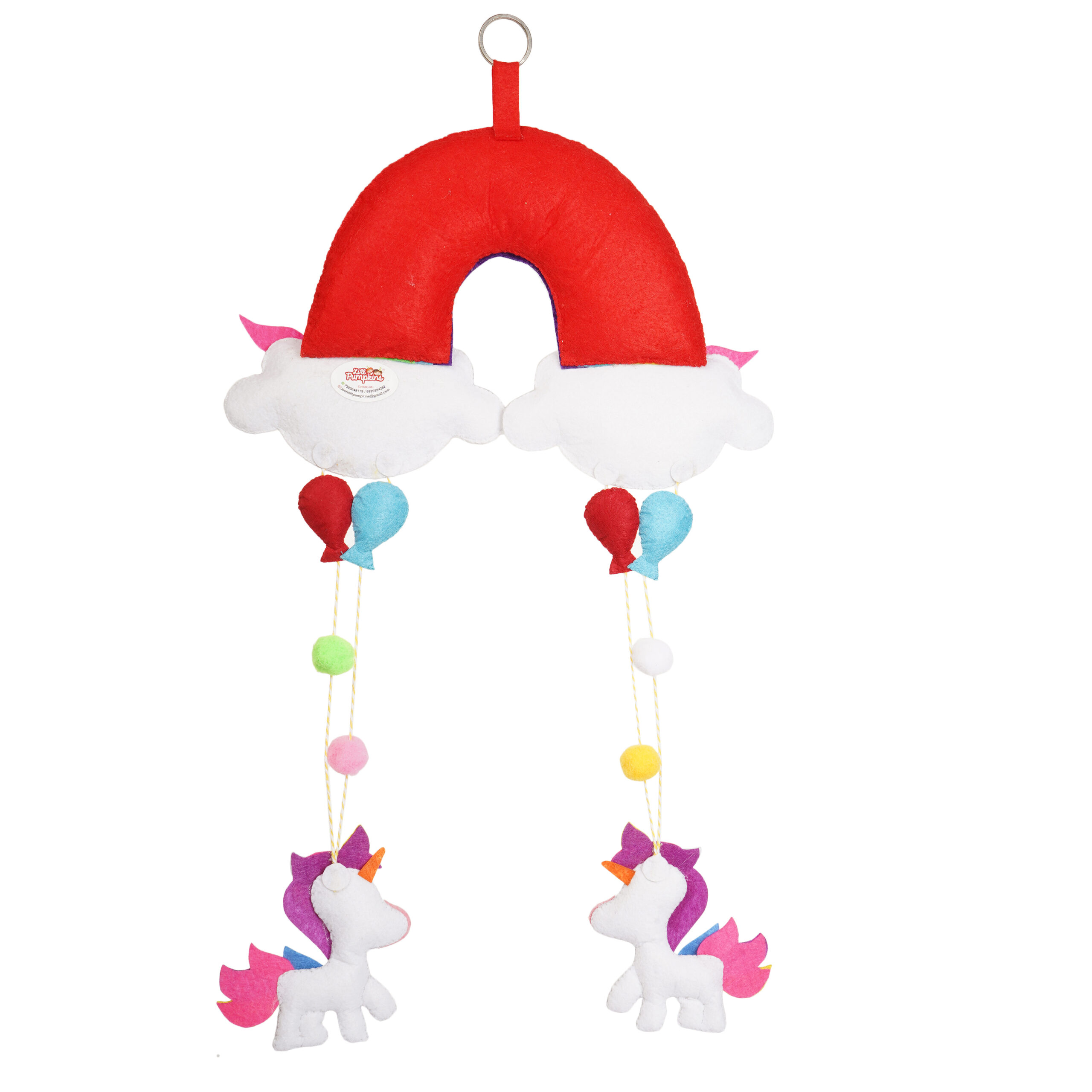 Li'll Pumpkins Twin Unicorn Theme Personalised Felt Name Hanging, Color - Multi