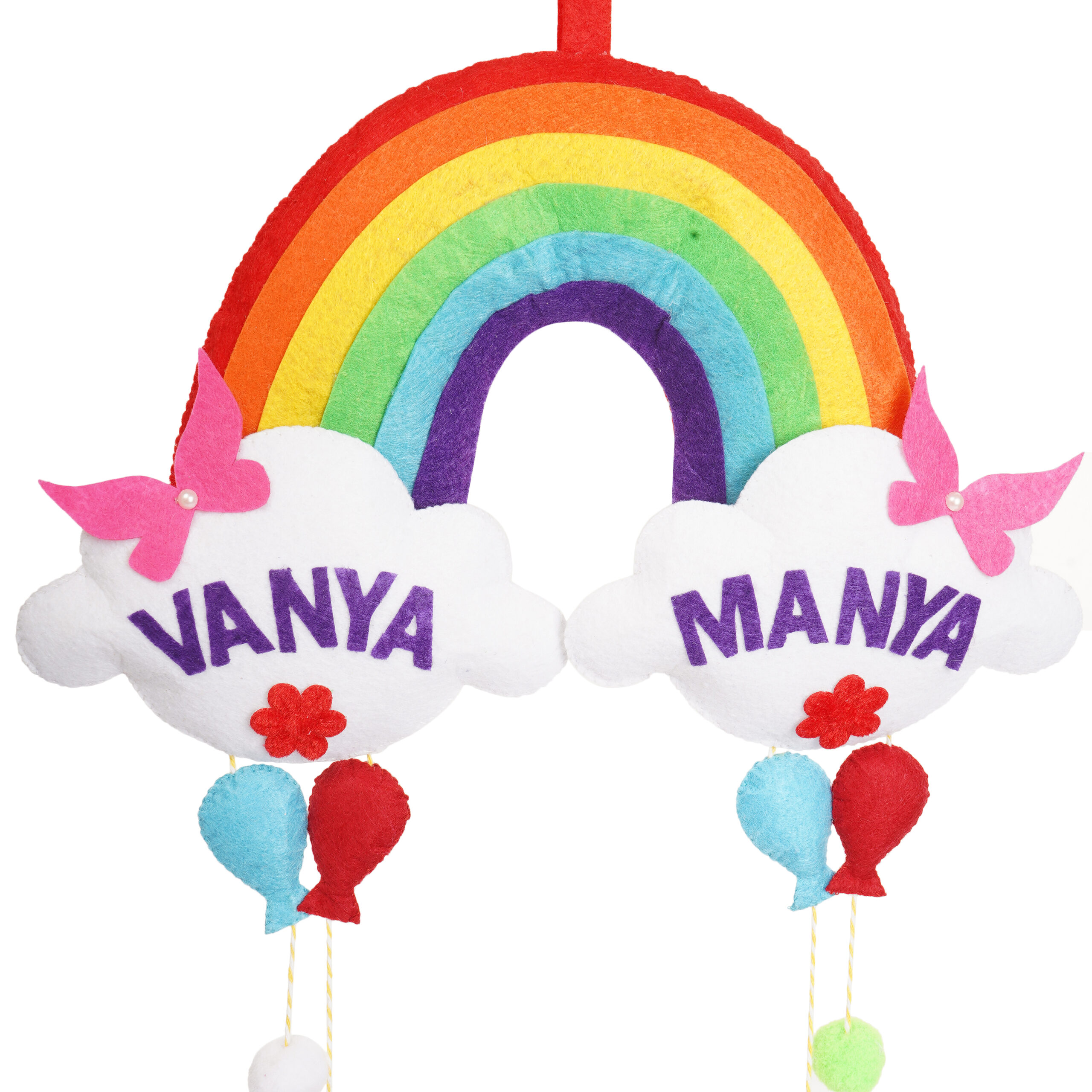 Li'll Pumpkins Twin Unicorn Theme Personalised Felt Name Hanging, Color - Multi