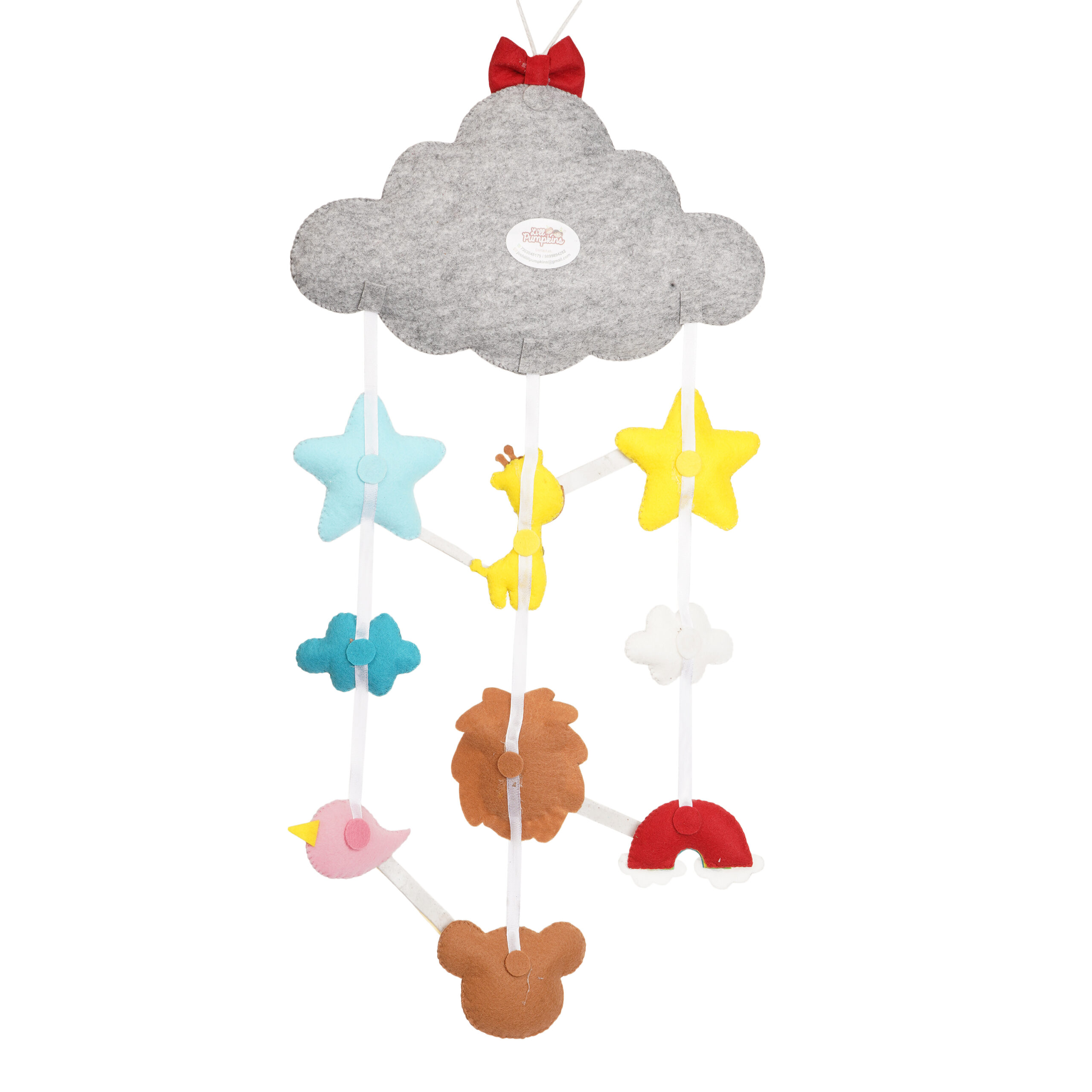 Li'll Pumpkins Animal Theme with cloud and stars Personalized name Hanging, Color - Grey