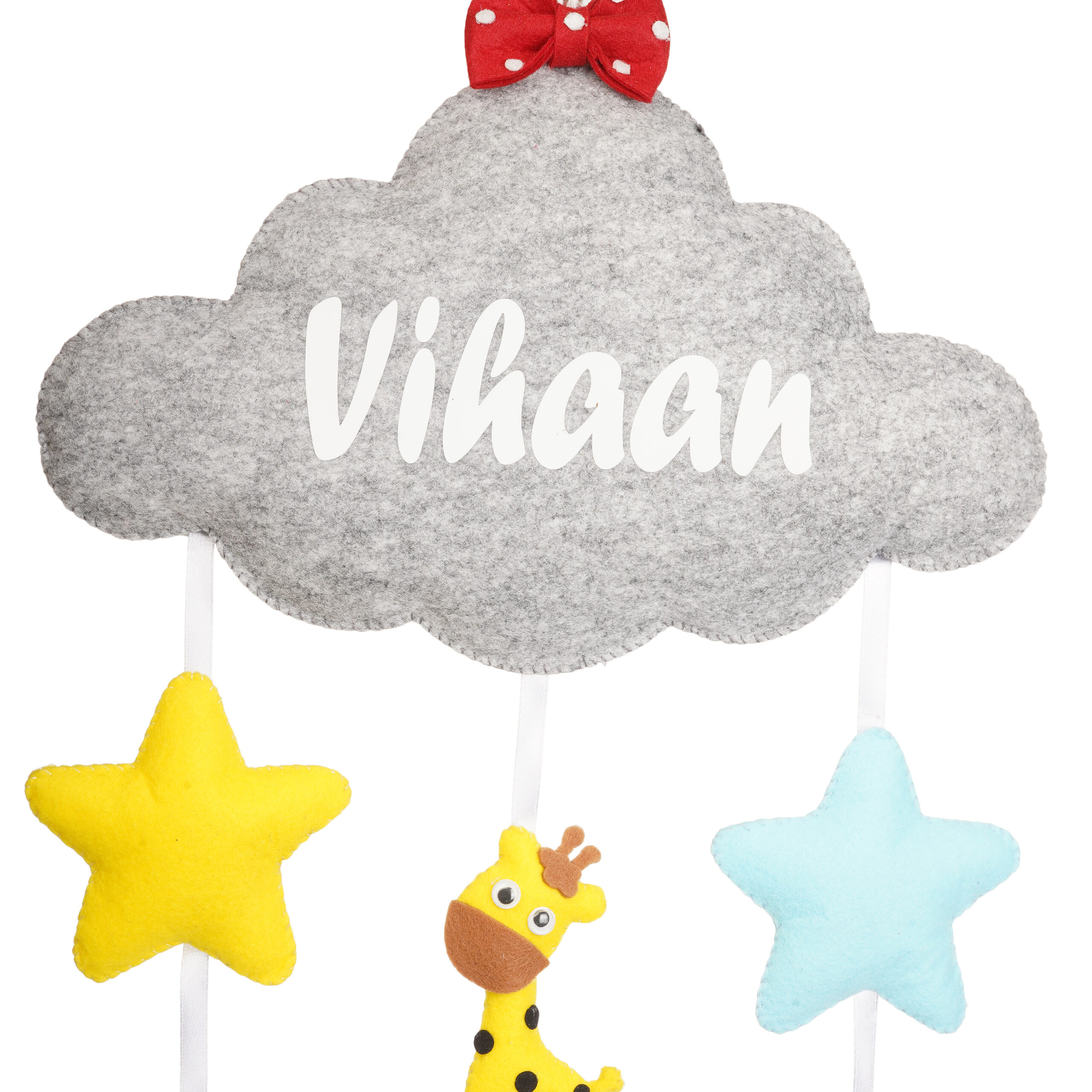 Li'll Pumpkins Animal Theme with cloud and stars Personalized name Hanging, Color - Grey