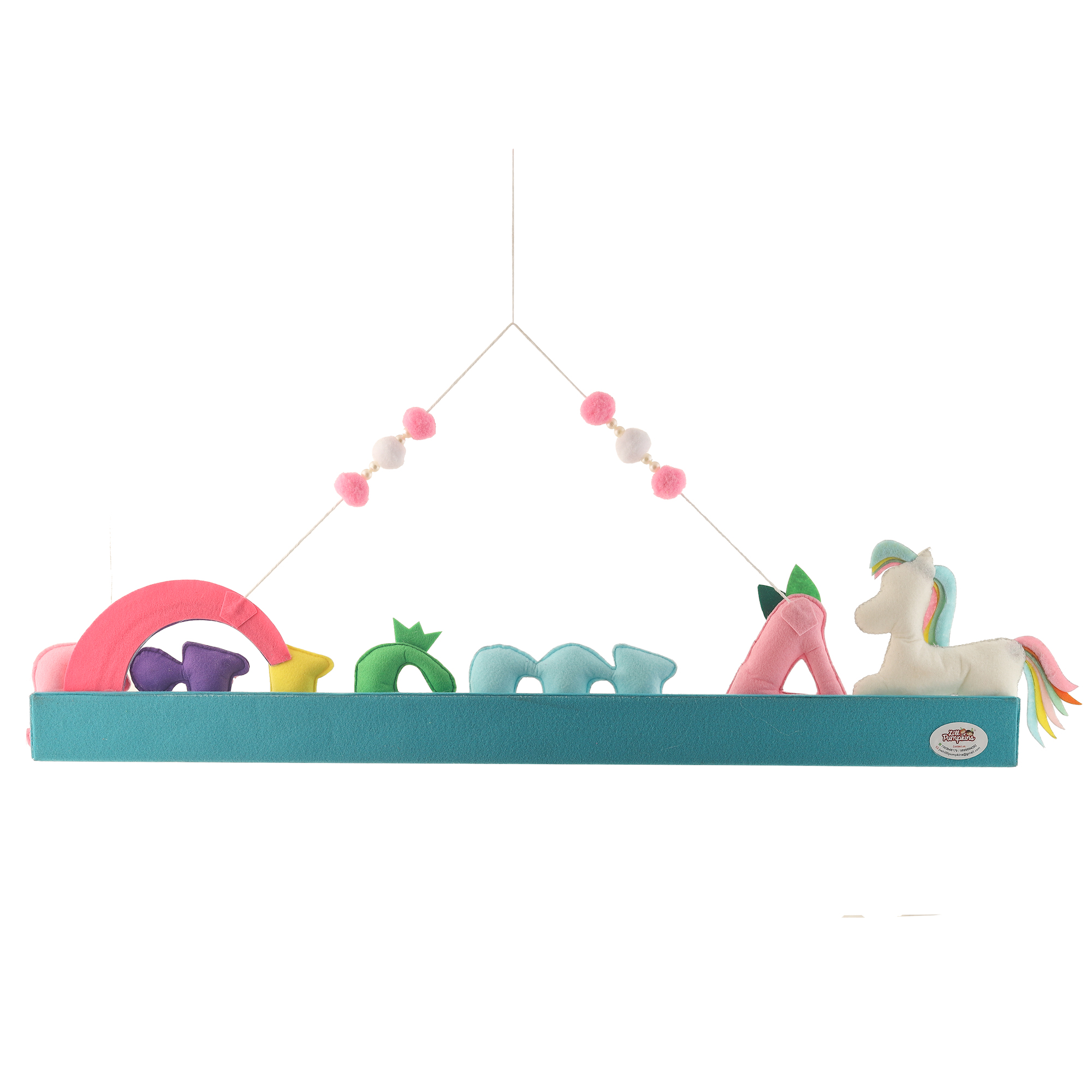 Li'll Pumpkins Rainbow Pastel Unicorn Theme Customized Personalised Felt Name Alphabet Hanging, Colour - Multi