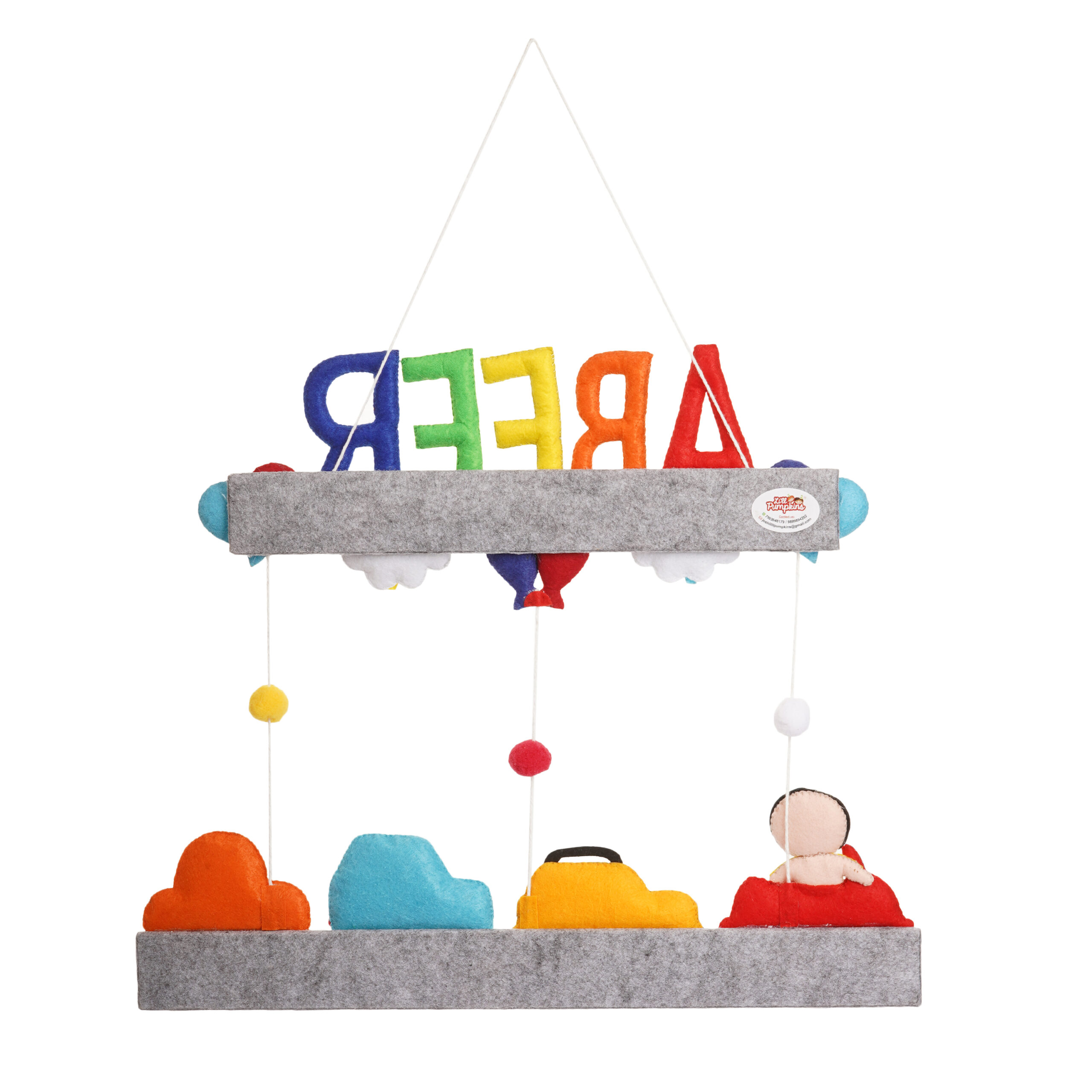 Li'll Pumpkins Car Theme handmade Personalized Name Hanging, Color - Multi