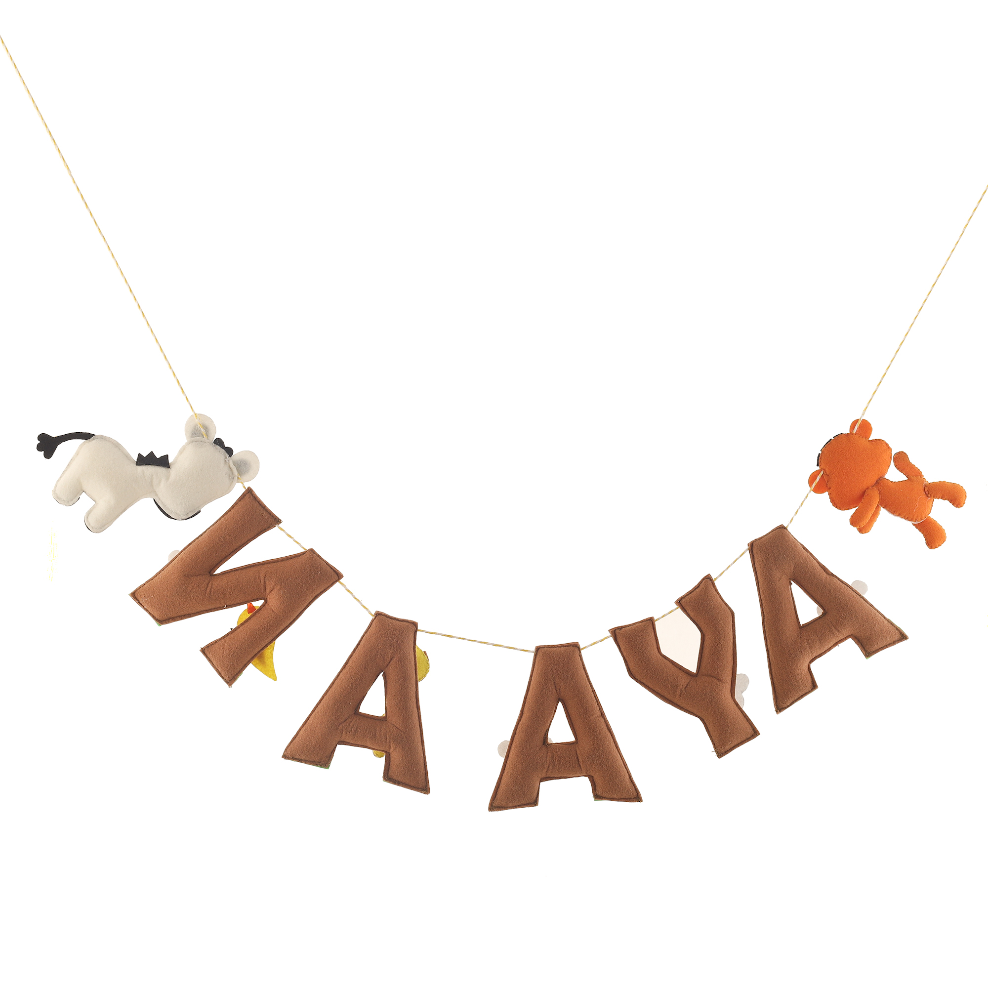 Li'll Pumpkins JungleTheme Customized Personalised Felt Name Alphabet Hanging, Colour - Earthy Brown