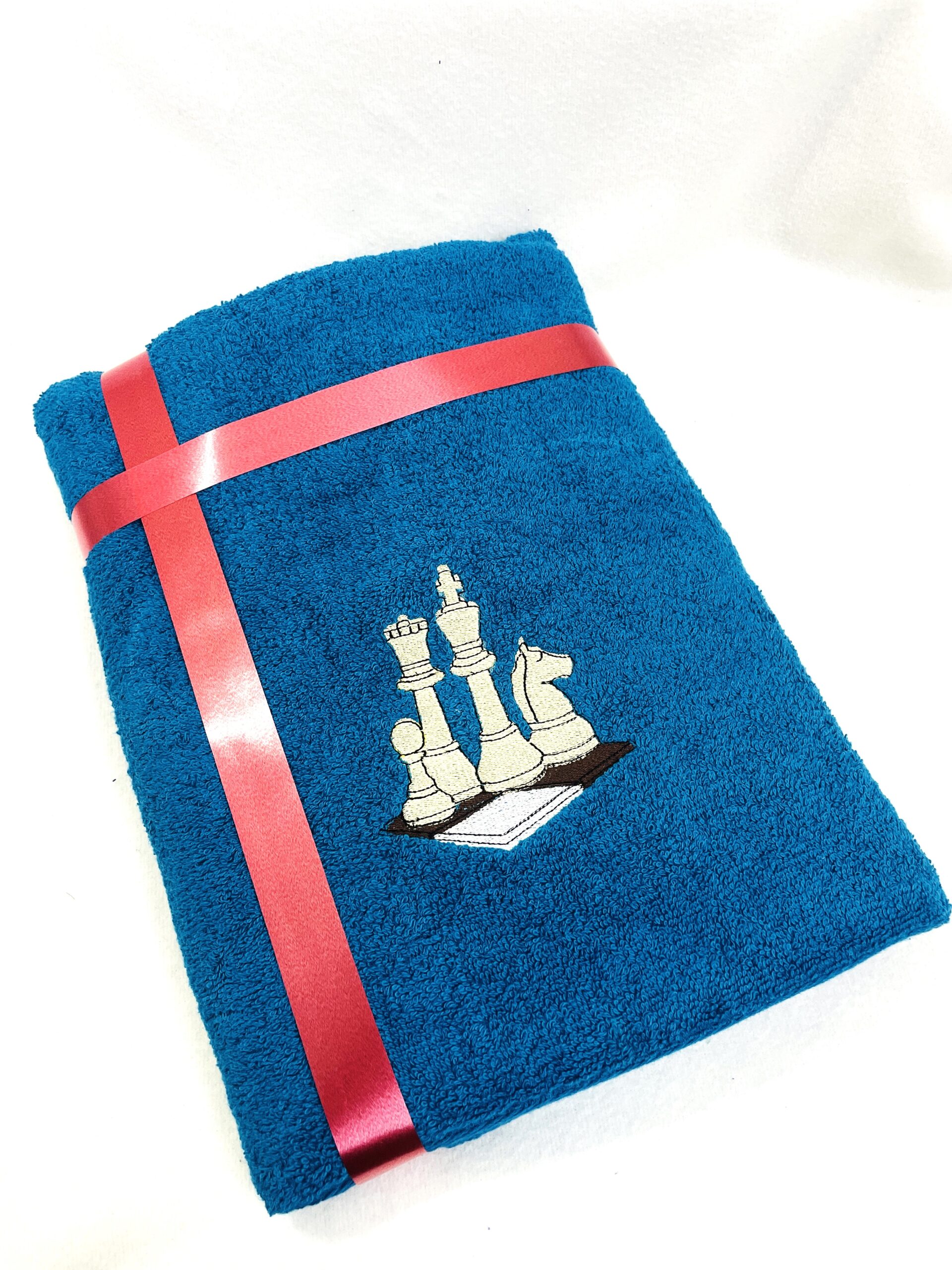 Li’ll Pumpkins Chess Theme Personalized 100% cotton Bath Towel with NAME, 500 GSM quality (set of 1), Color - Turq Blue