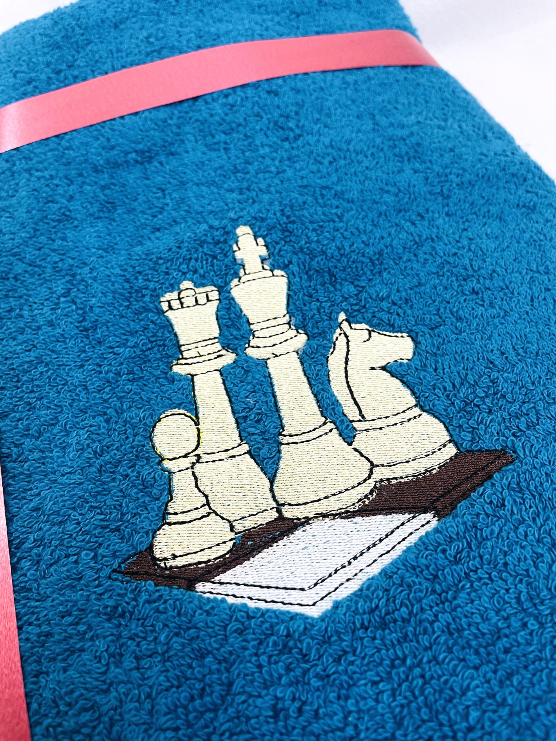 Li’ll Pumpkins Chess Theme Personalized 100% cotton Bath Towel with NAME, 500 GSM quality (set of 1), Color - Turq Blue
