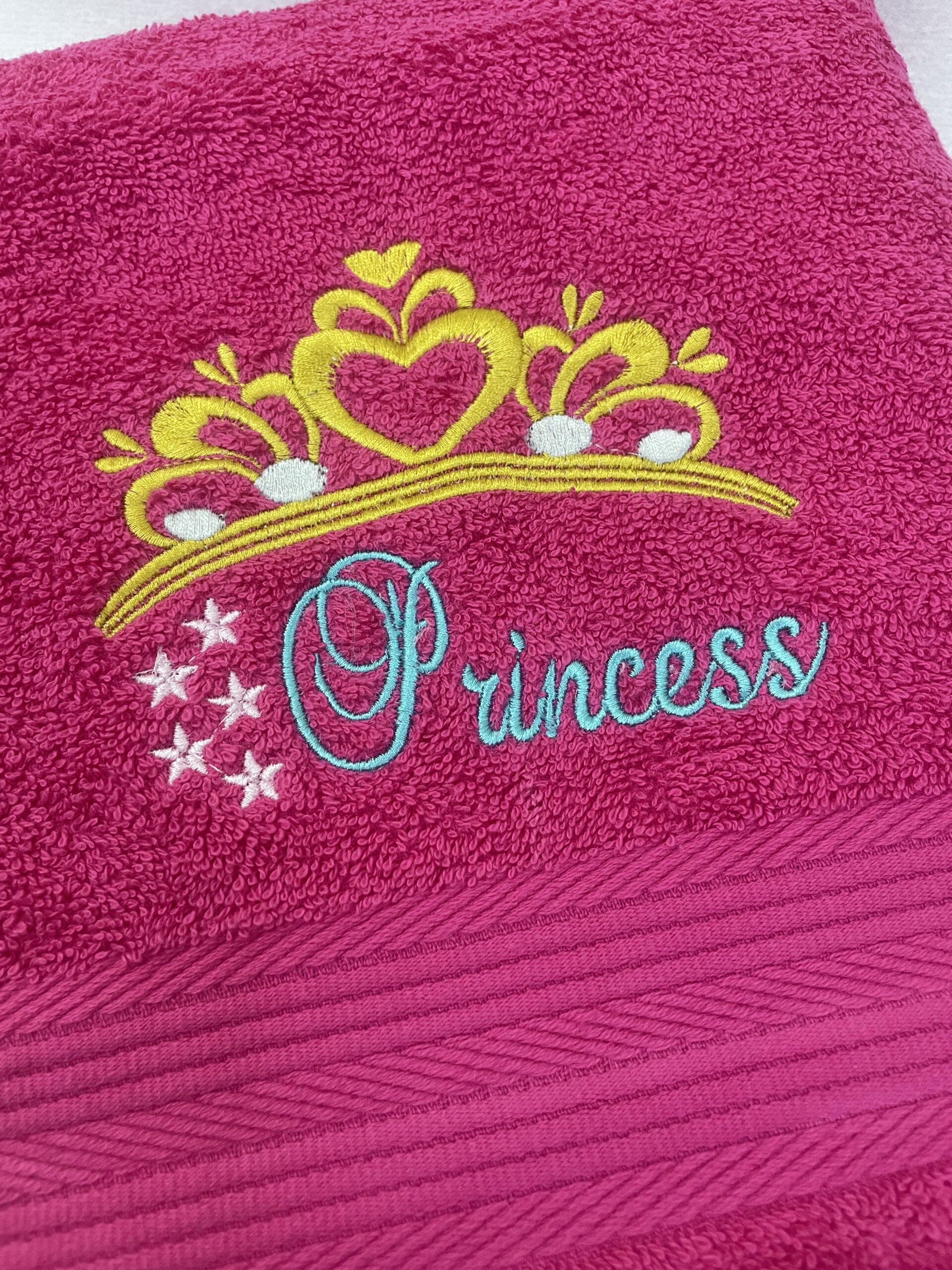 Li’ll Pumpkins Princess Theme Personalized 100% cotton Bath Towel for daughters/ sisters/ girls with NAME, 500 GSM quality (set of 1), Color - Bright Pink