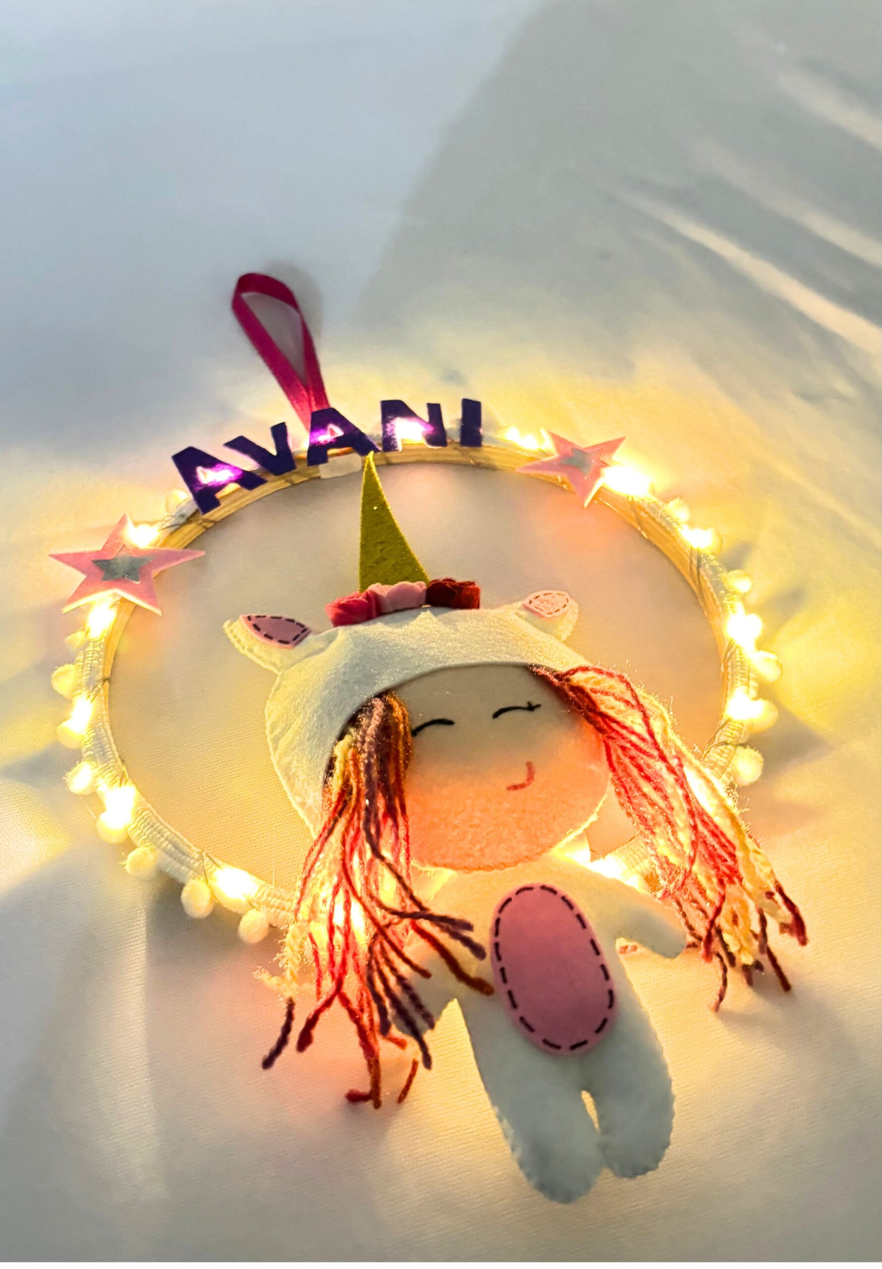 Li'll Pumpkins whimiscal glittery Doll Baby girl Name hoop