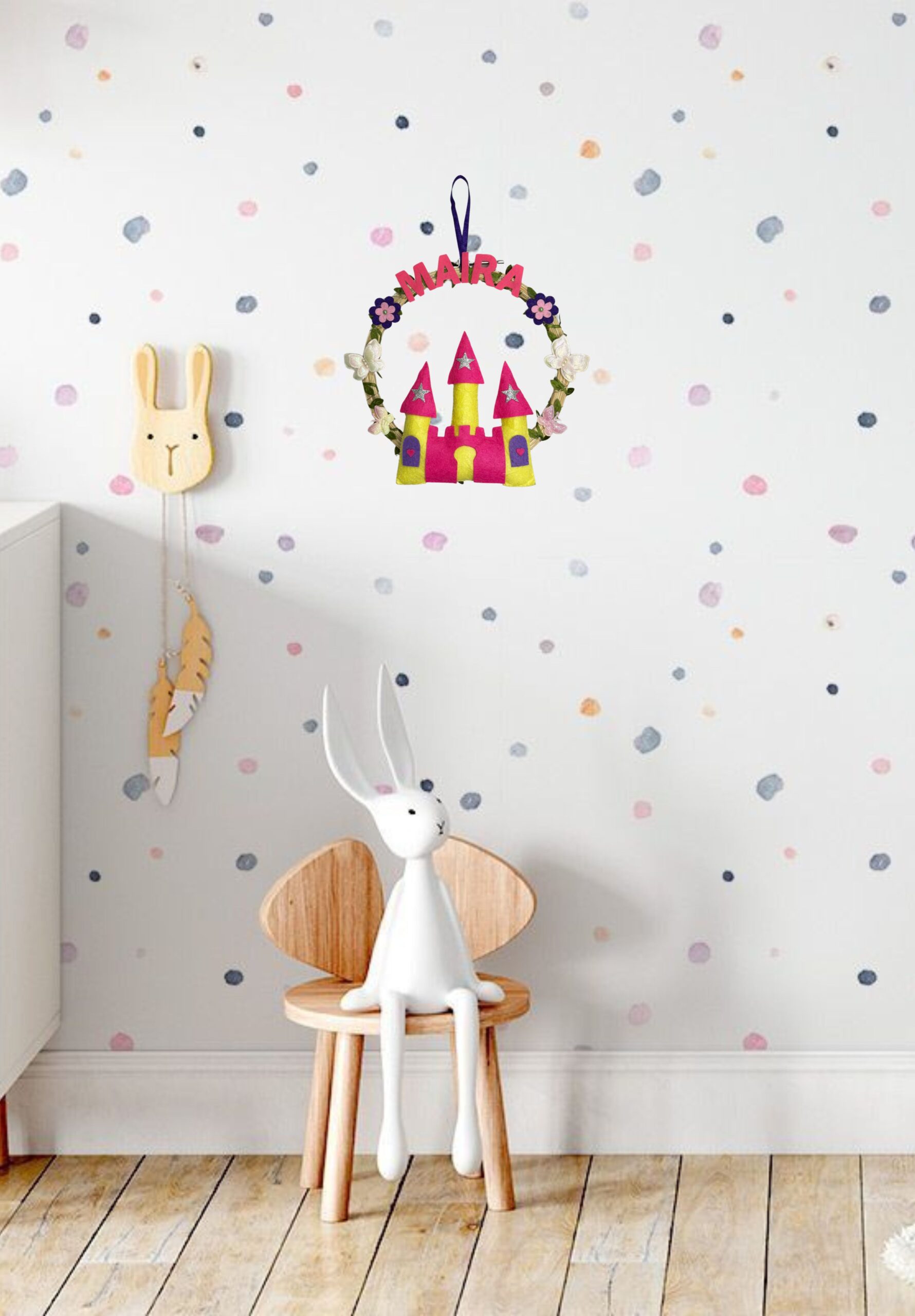 Li'll Pumpkins whimiscal glittery Castle Baby girl Name hoop, Color - Yellow