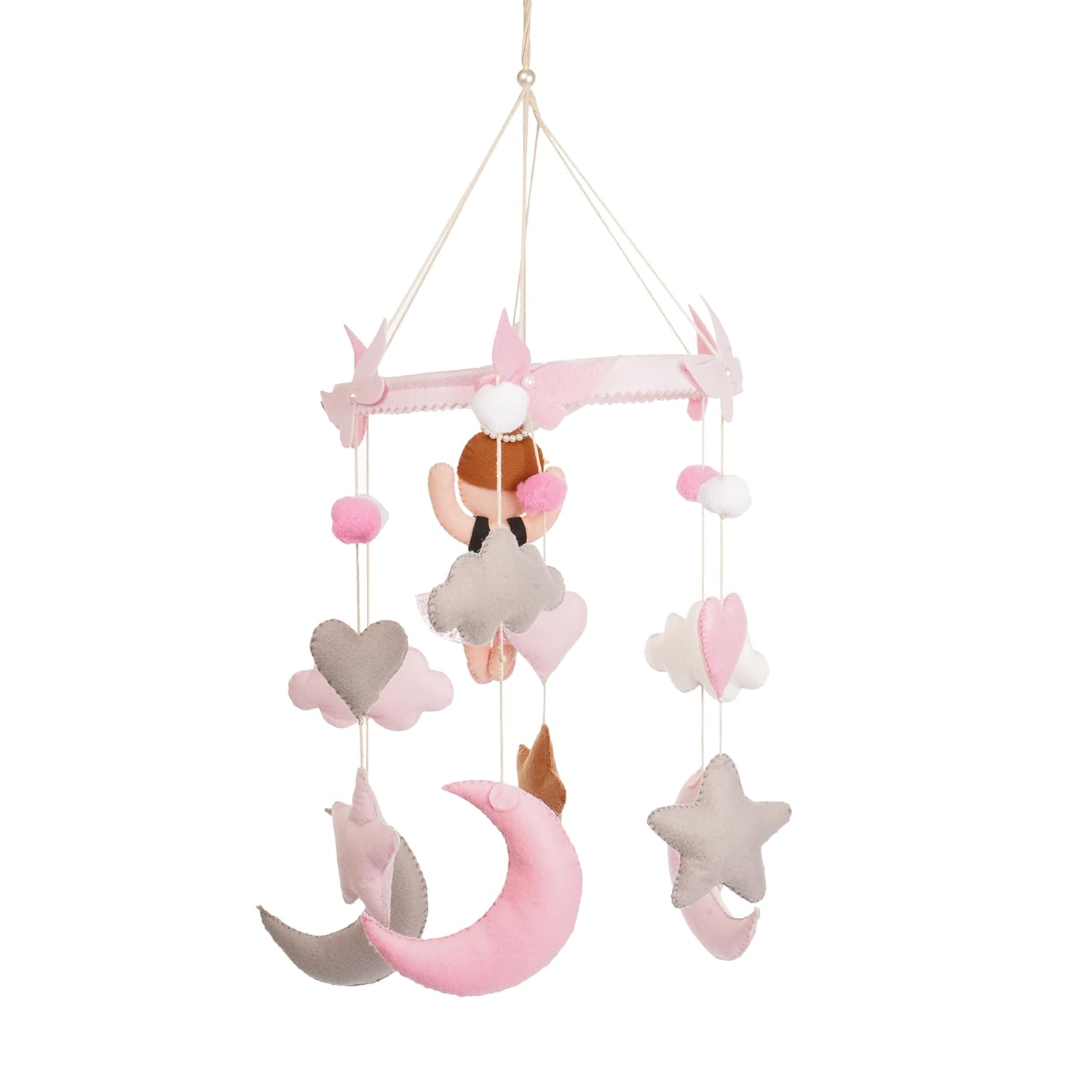 Li'll Pumpkins Ballerina Felt Baby Cot Mobile Hanger for Nursery, Color - Pink
