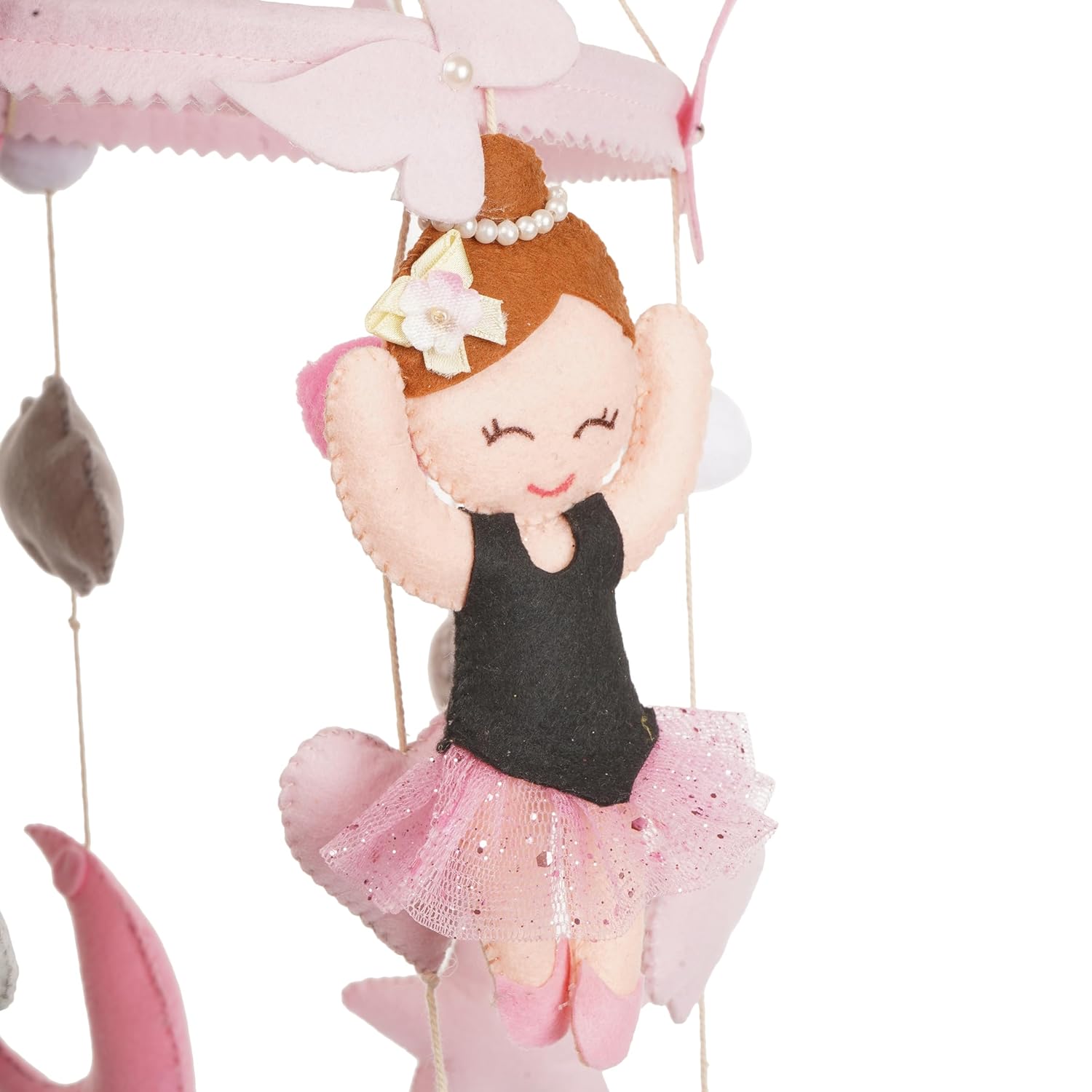 Li'll Pumpkins Ballerina Felt Baby Cot Mobile Hanger for Nursery, Color - Pink