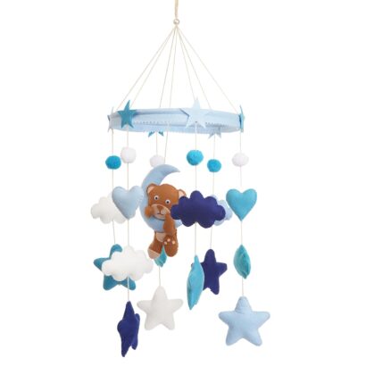 Li'll Pumpkins Teddy Bear Felt Baby Cot Mobile, Color - Blue