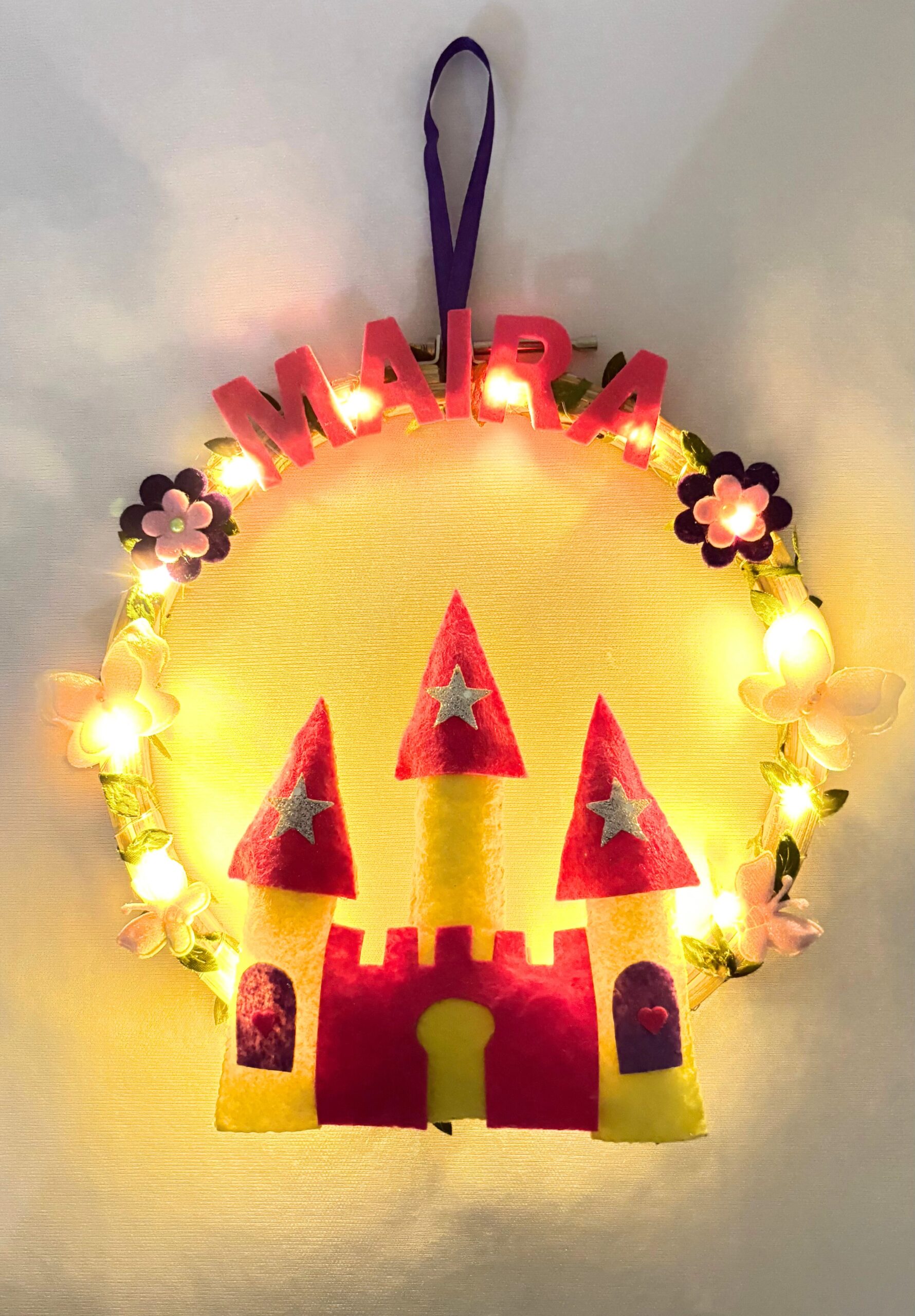 Li'll Pumpkins whimiscal glittery Castle Baby girl Name hoop, Color - Yellow