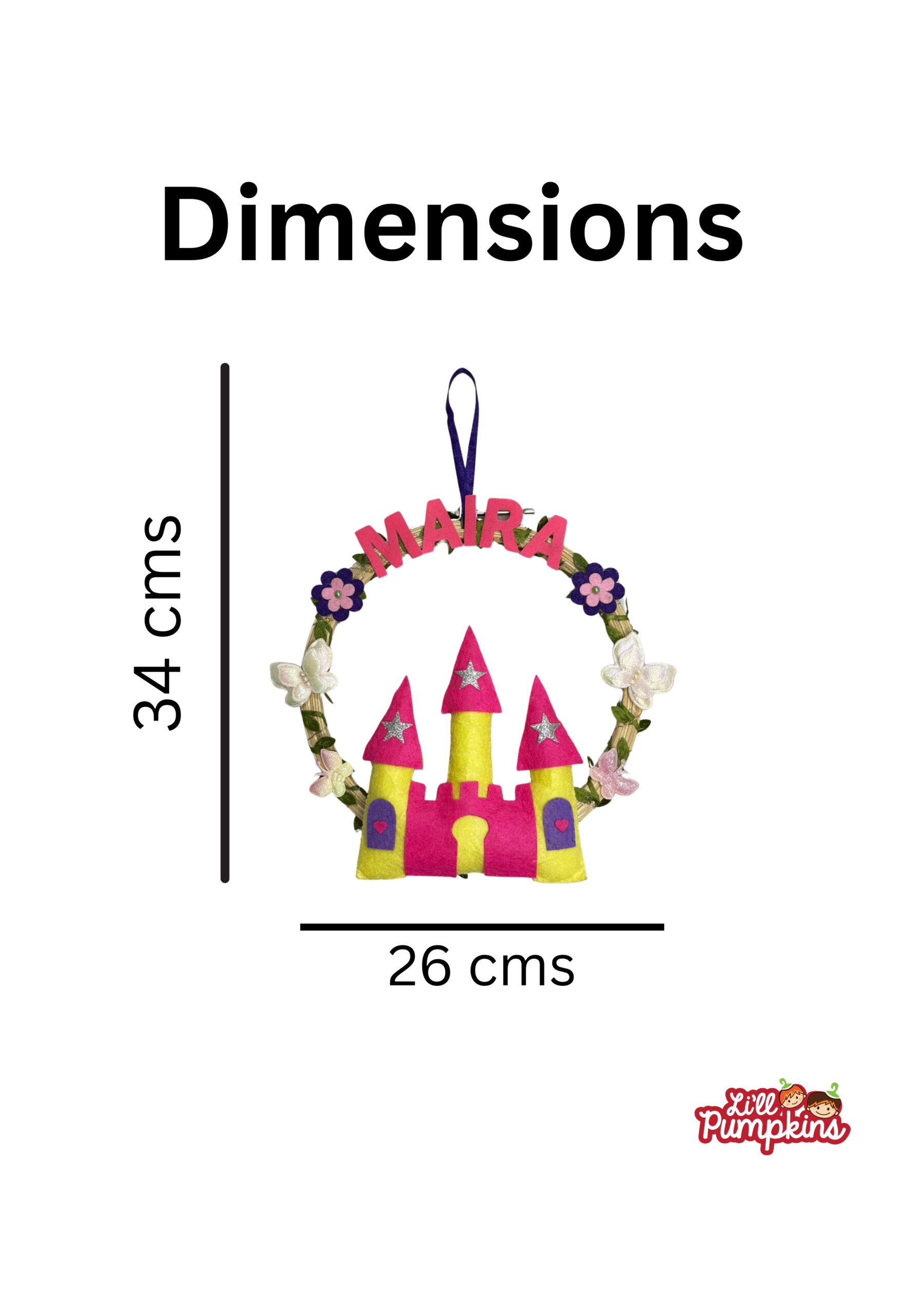 Li'll Pumpkins whimiscal glittery Castle Baby girl Name hoop, Color - Yellow