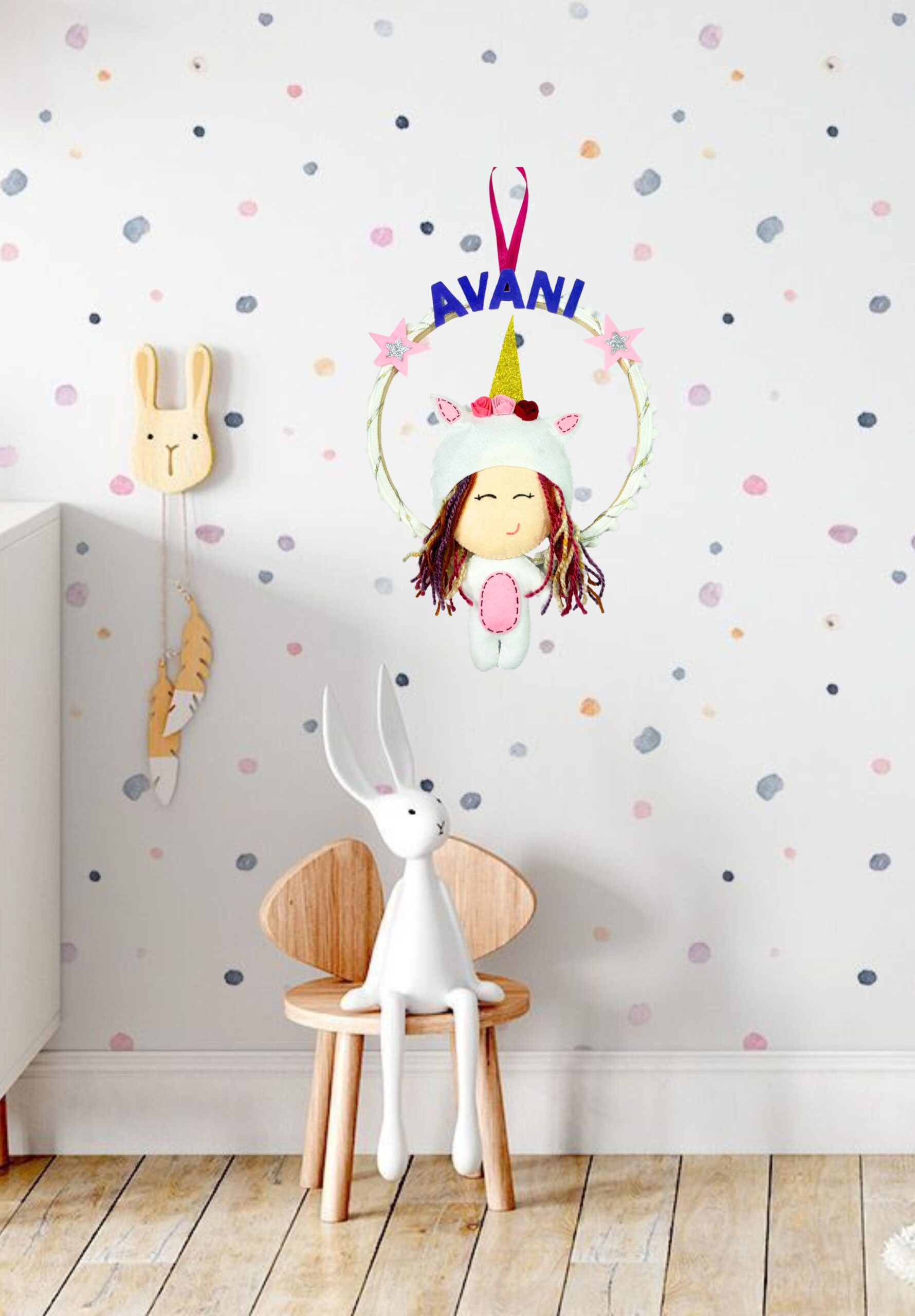 Li'll Pumpkins whimiscal glittery Doll Baby girl Name hoop