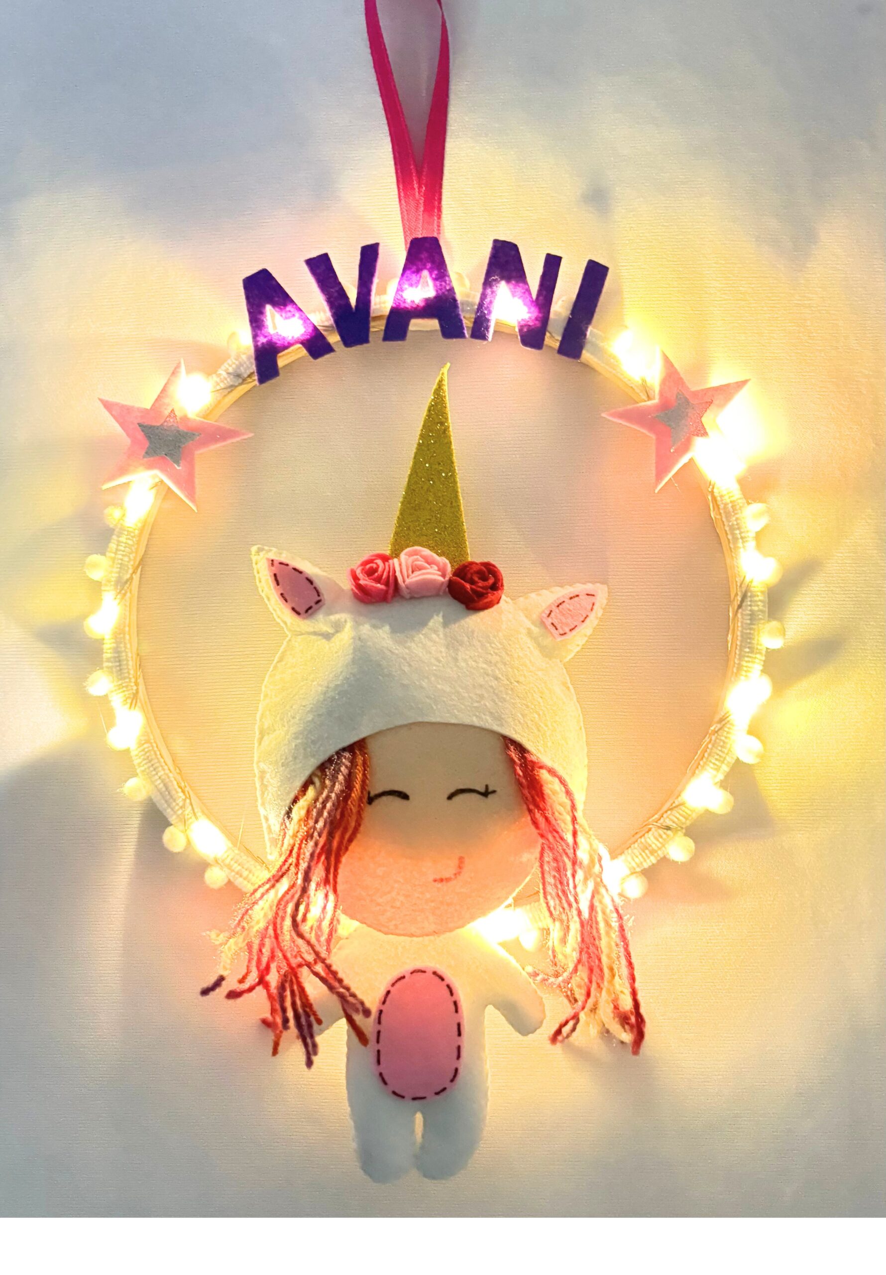 Li'll Pumpkins whimiscal glittery Doll Baby girl Name hoop