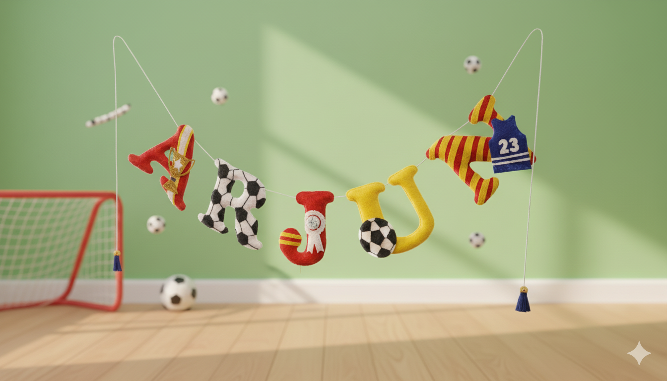 Li'll Pumpkins Football/Soccer Champion Theme Personalized name Hanging, Color - Red