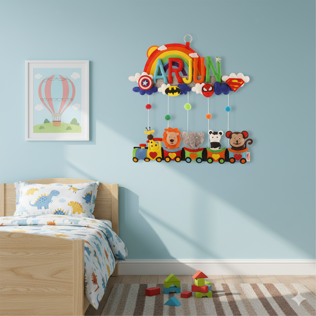 Li'll Pumpkins Rainbow Animal Train Personalized Name Hanging, Color - Multi