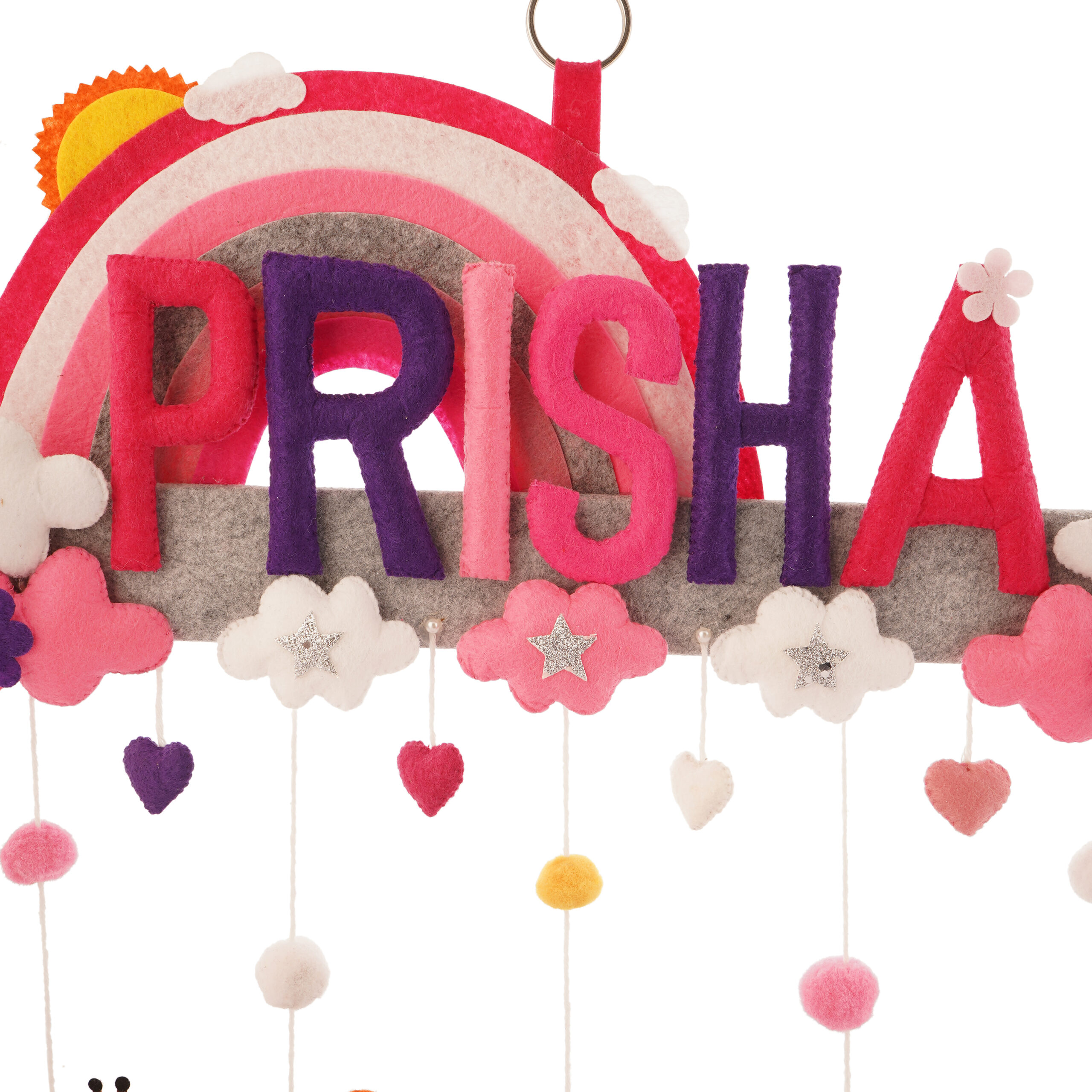 Li'll Pumpkins Pink Rainbow Animal Train Personalized Name hanging, Color - Pink