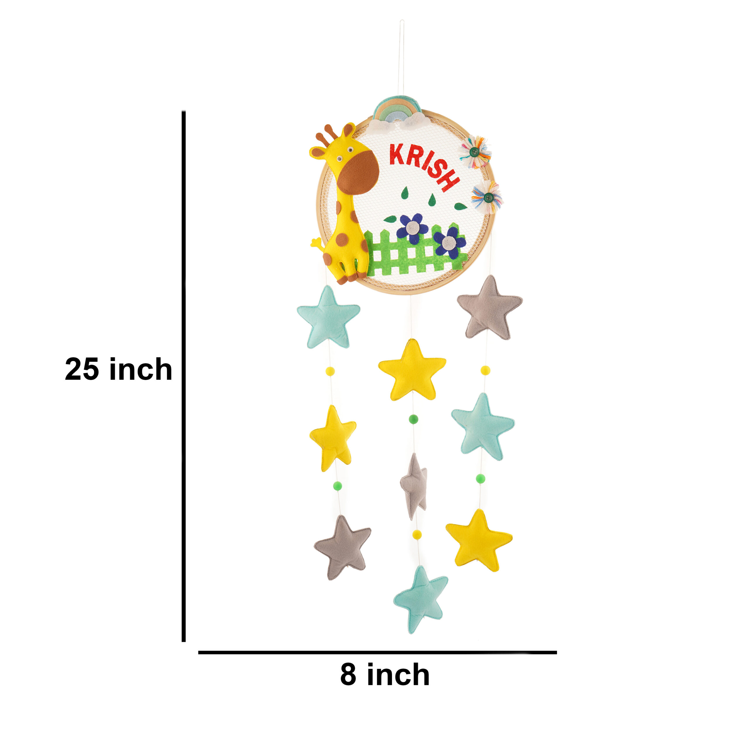 Li'll Pumpkins Giraffe Theme with stars Personalized name Hanging, Color - Pastels