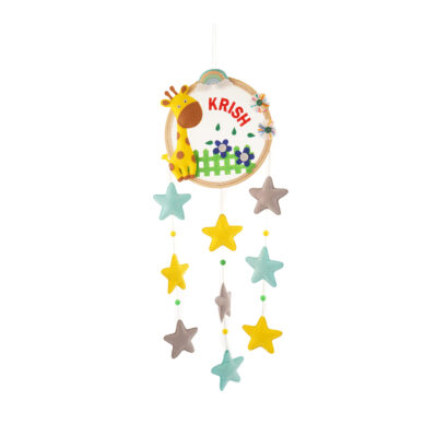 Li'll Pumpkins Giraffe Theme with stars Personalized name Hanging, Color - Pastels