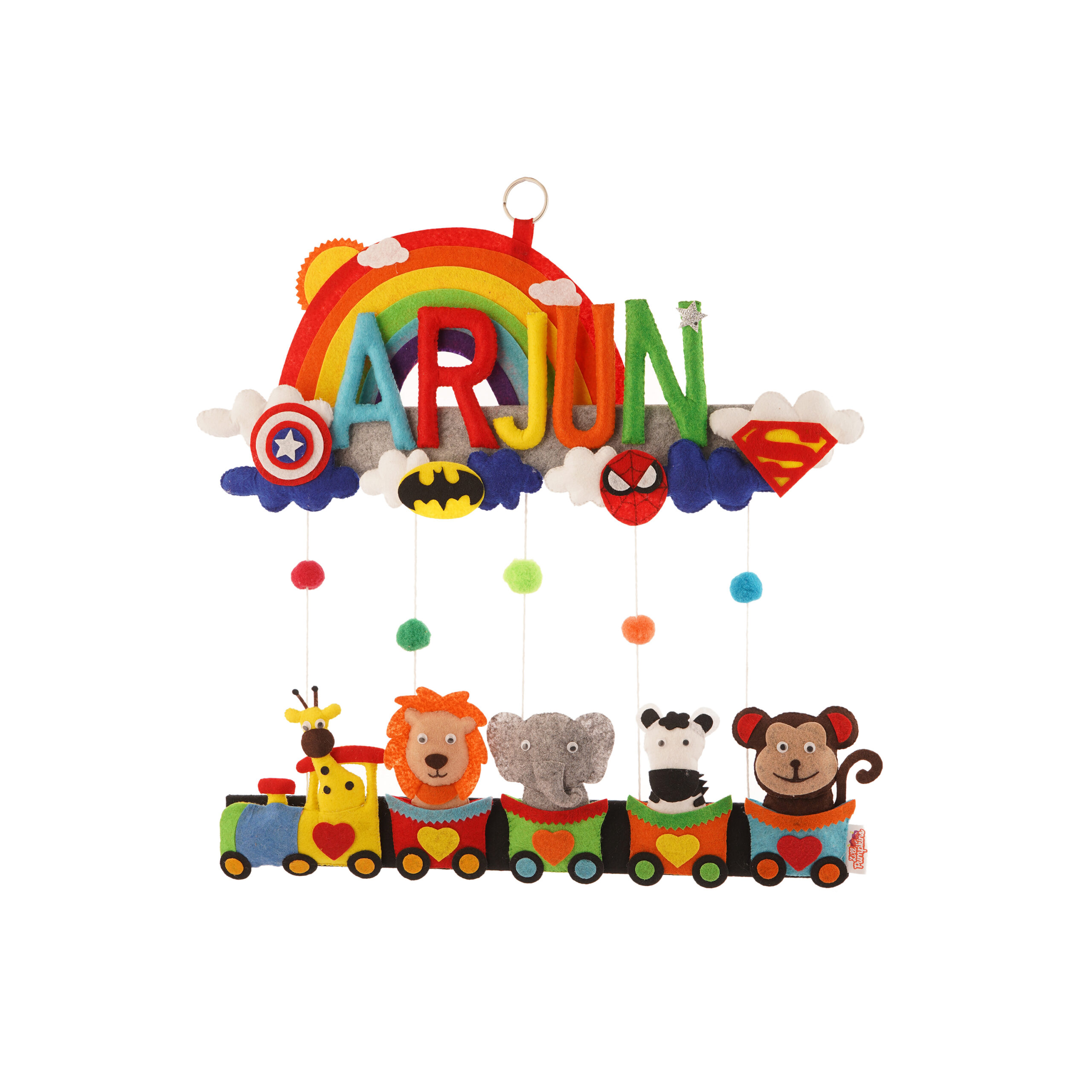 Li'll Pumpkins Rainbow Animal Train Personalized Name Hanging, Color - Multi