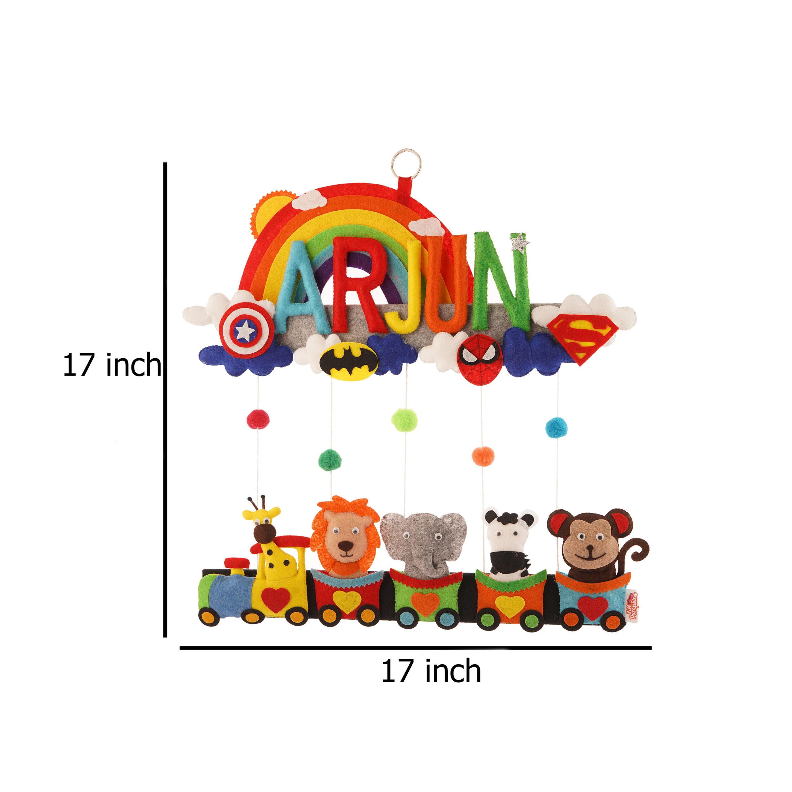 Li'll Pumpkins Rainbow Animal Train Personalized Name Hanging, Color - Multi