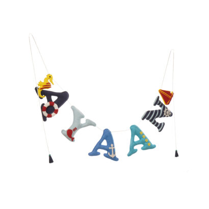 Li'll Pumpkins Marine Life Theme Personalized Name Hanging, Color - Blue