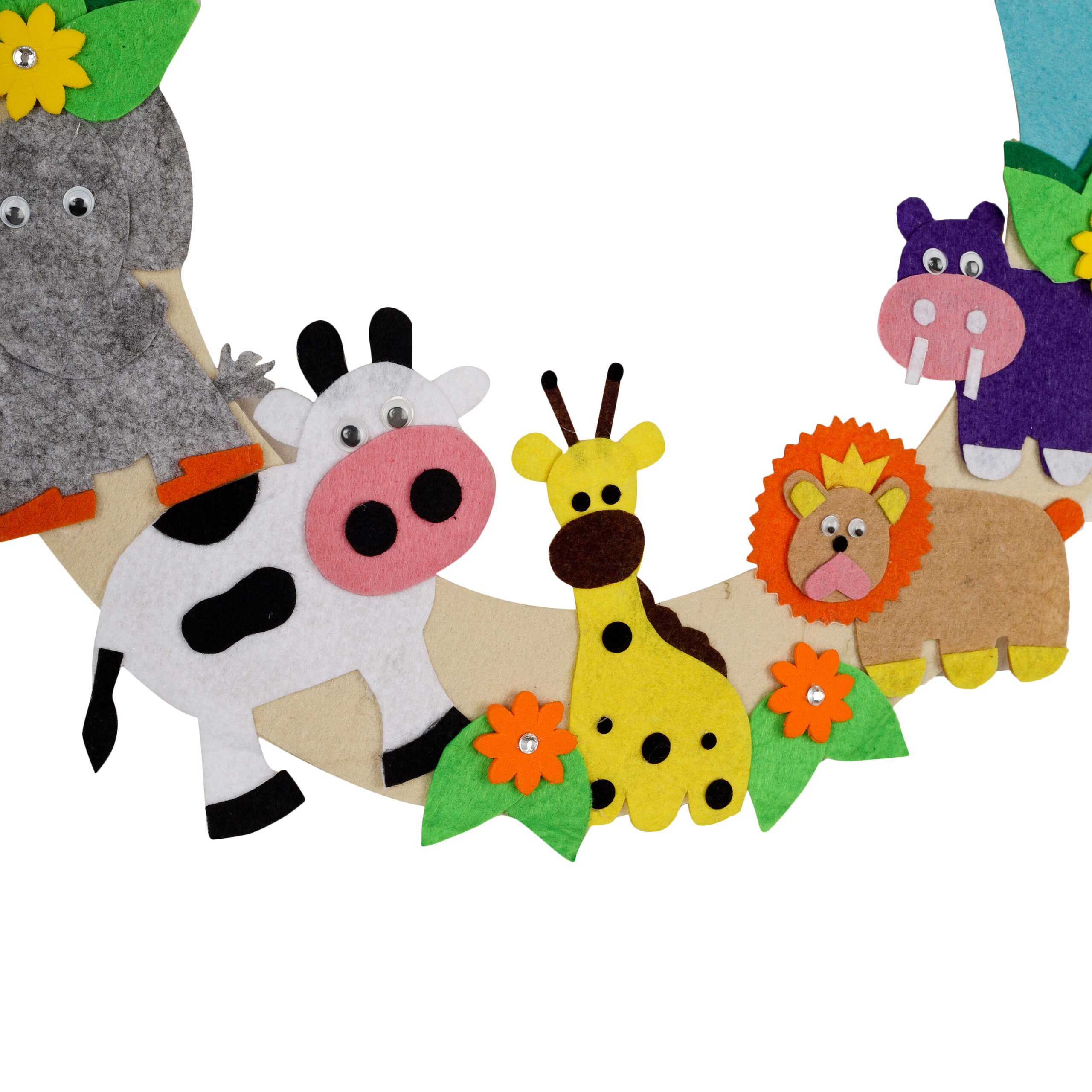 Li'll Pumpkins Animal /Jungle Theme Personalised Felt Name Hanging Color - Aqua