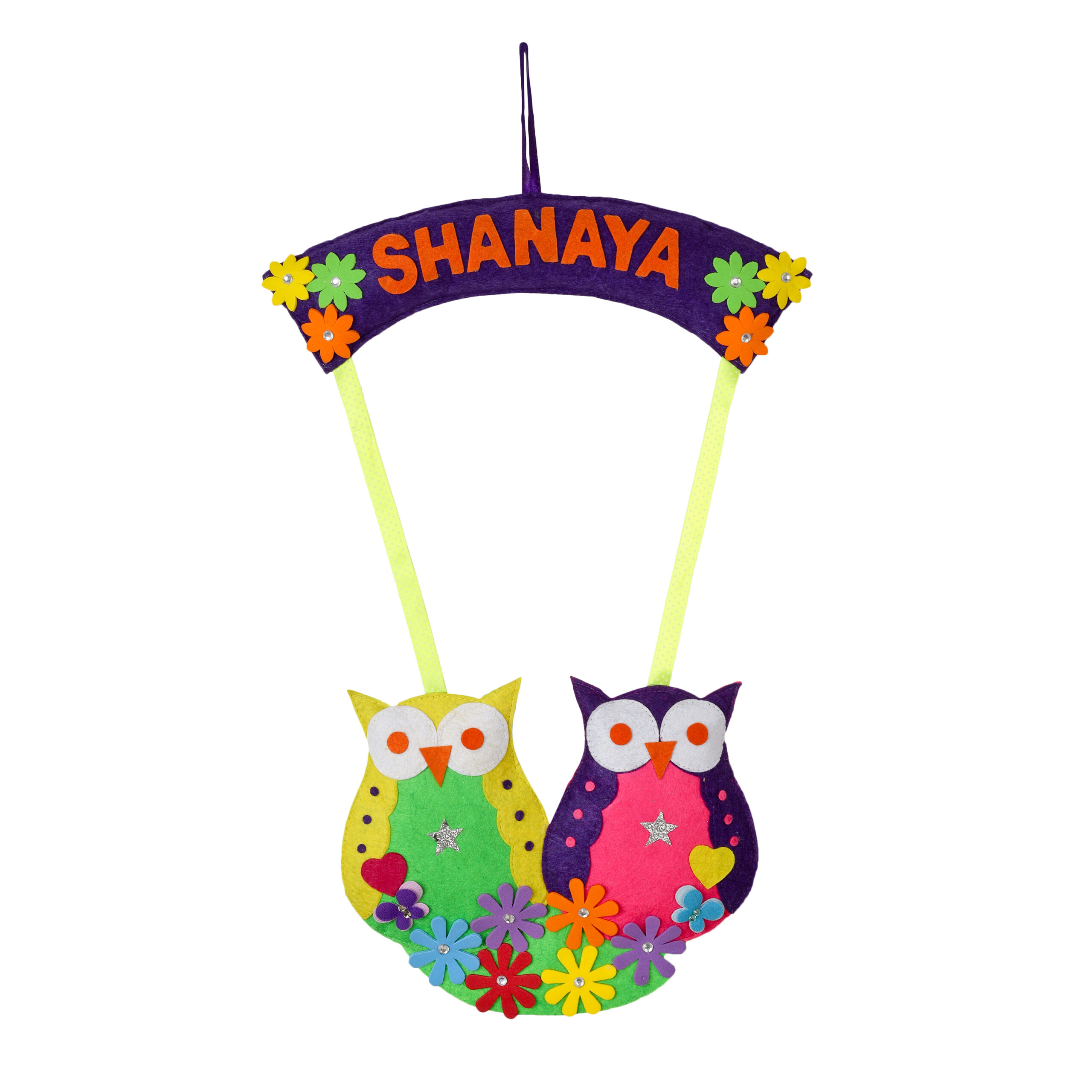 Li'll Pumpkins OWL Theme Personalised Felt Name Hanging, Color - Multi