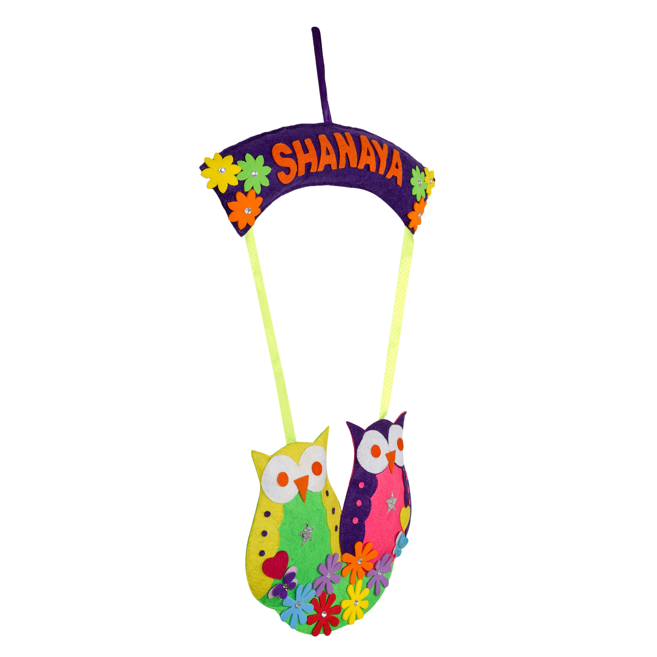 Li'll Pumpkins OWL Theme Personalised Felt Name Hanging, Color - Multi