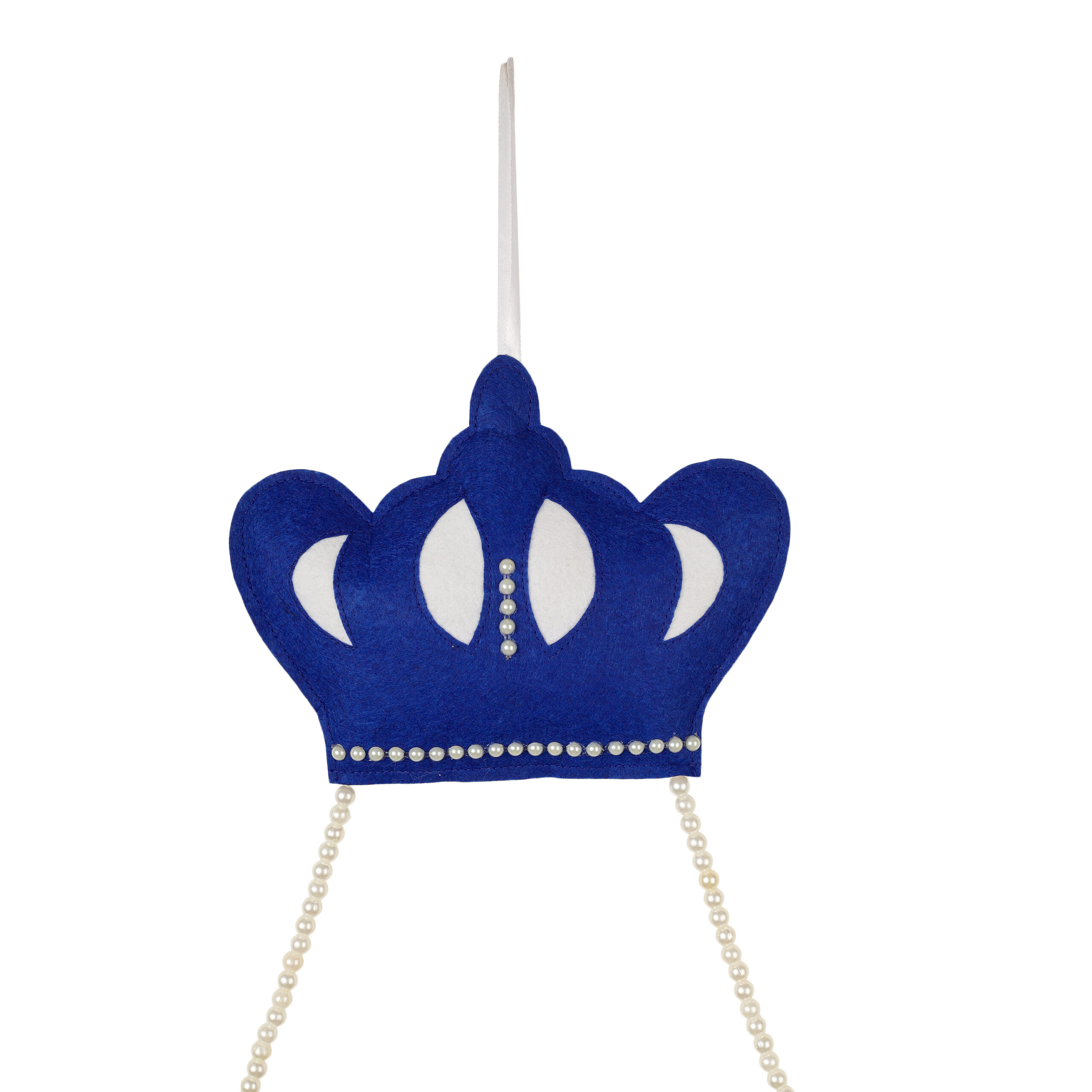 Li'll Pumpkins CROWN Theme Personalised Felt Name Hanging, Color - Blue