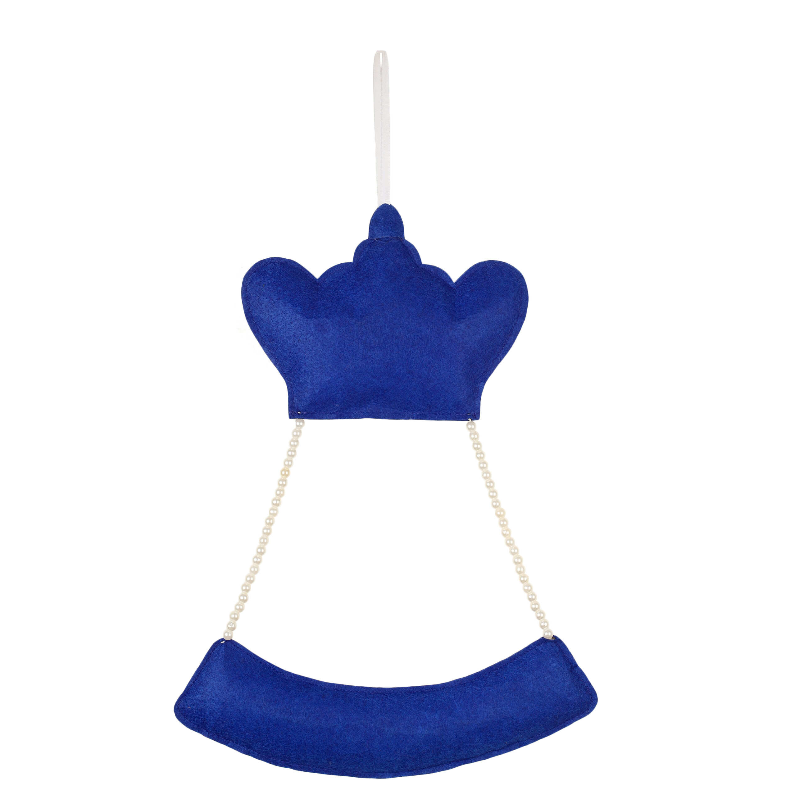 Li'll Pumpkins CROWN Theme Personalised Felt Name Hanging, Color - Blue