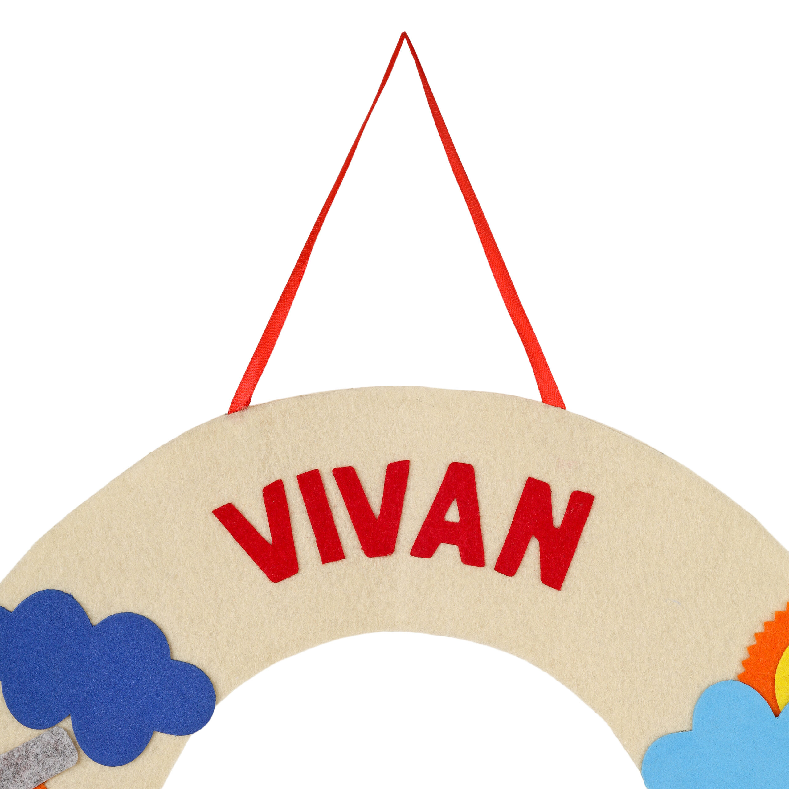 Li'll Pumpkins Beige Transport Theme Personalised Felt Name Hanging, Color - Beige