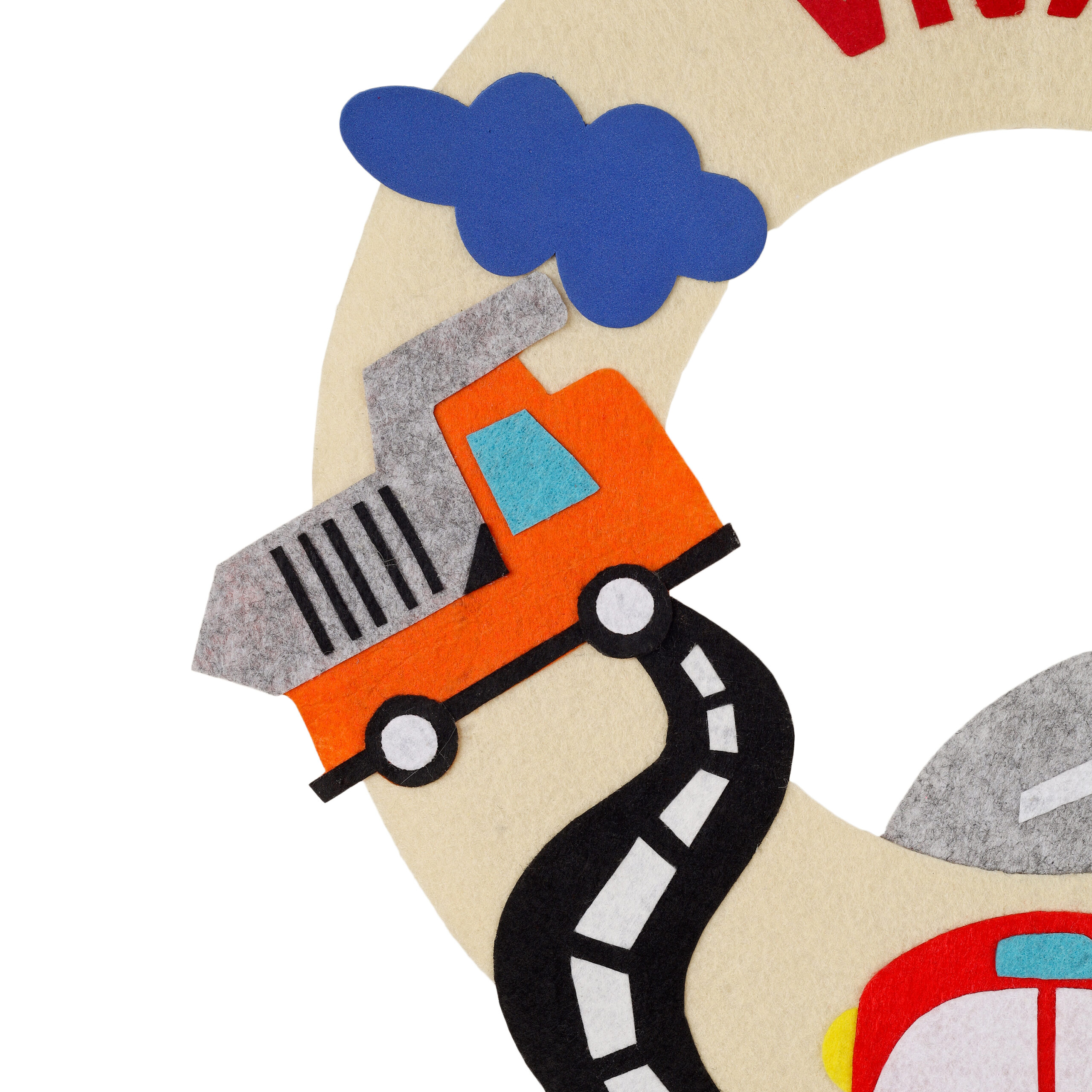 Li'll Pumpkins Beige Transport Theme Personalised Felt Name Hanging, Color - Beige