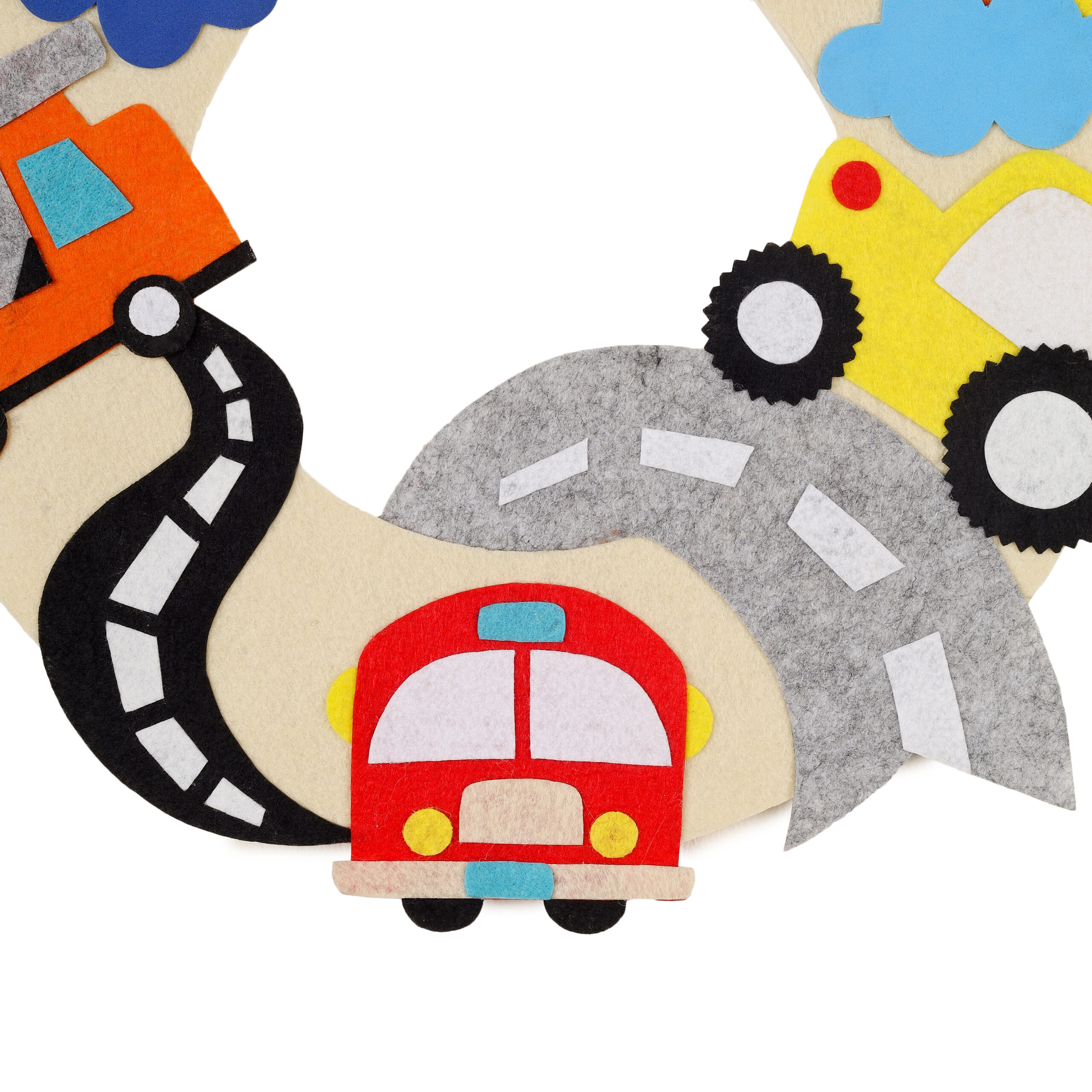 Li'll Pumpkins Beige Transport Theme Personalised Felt Name Hanging, Color - Beige