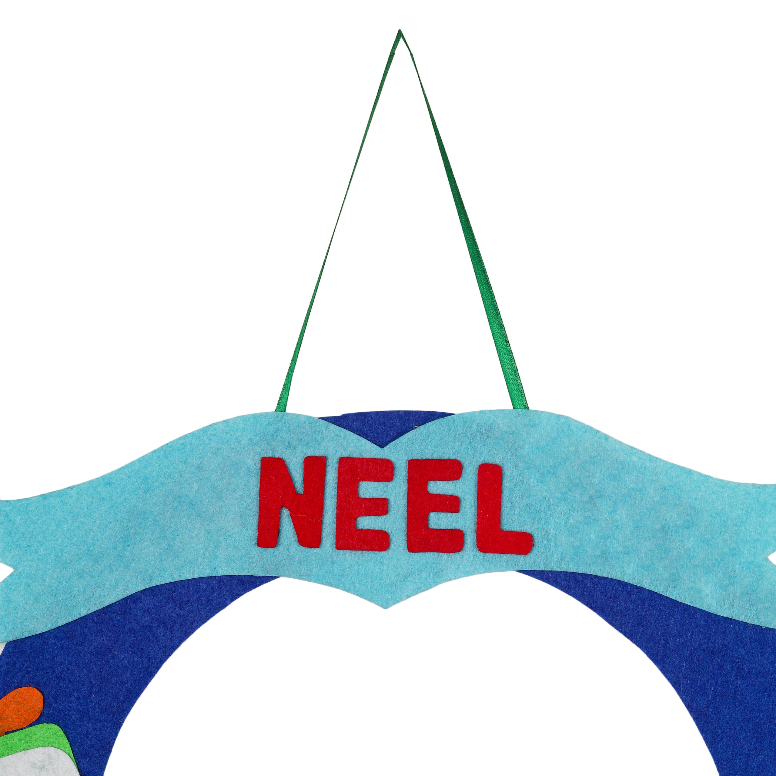 Li'll Pumpkins Blue Transport Theme Personalised Felt Name Hanging, Color - Blue
