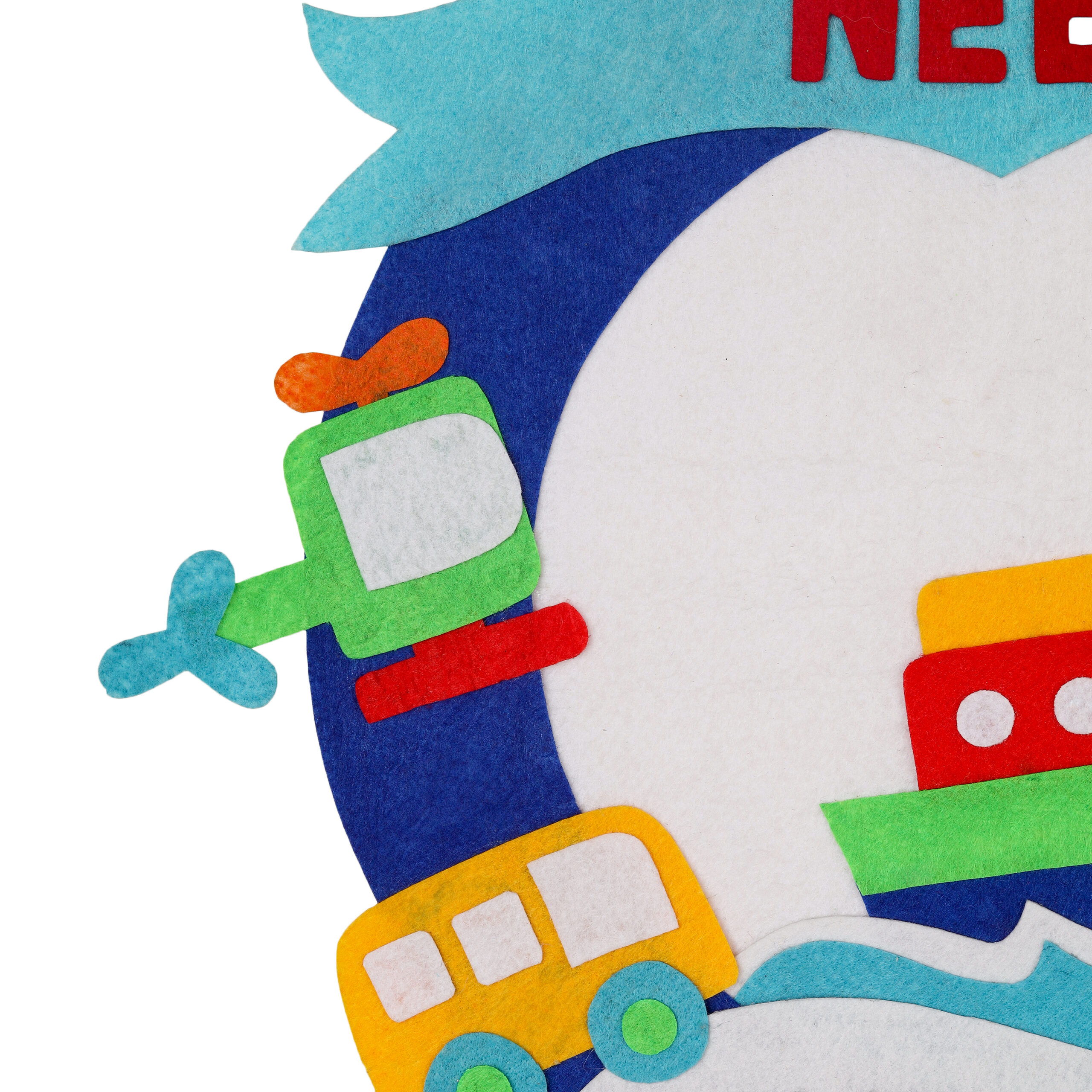 Li'll Pumpkins Blue Transport Theme Personalised Felt Name Hanging, Color - Blue