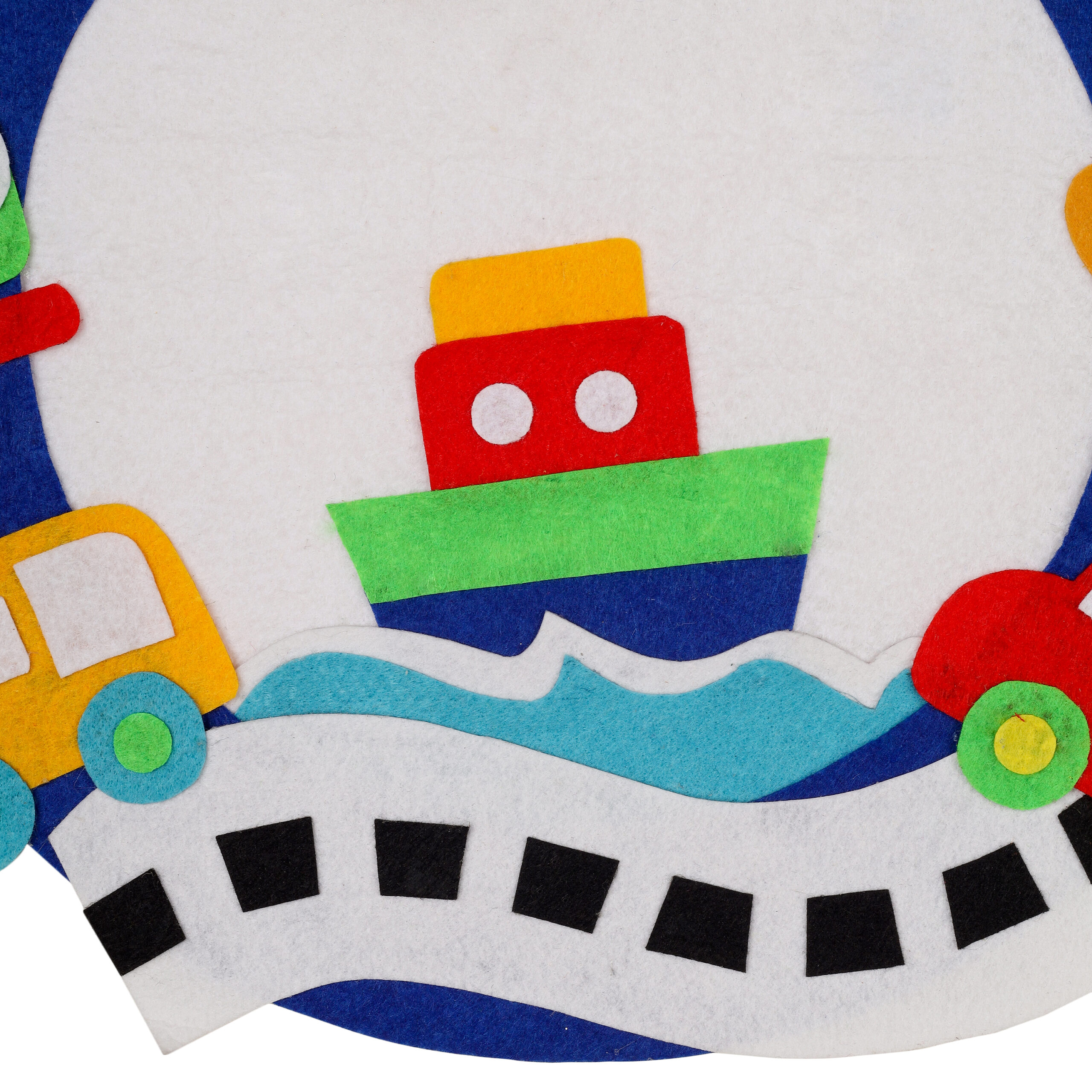 Li'll Pumpkins Blue Transport Theme Personalised Felt Name Hanging, Color - Blue