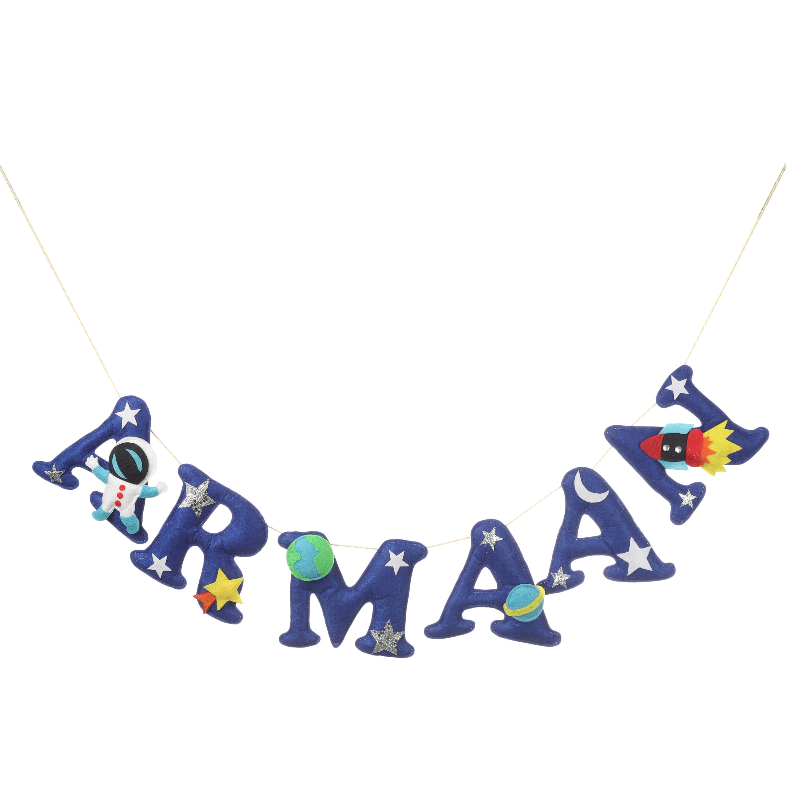 Li'll Pumpkins Space Theme Personalized name bunting, Color - Blue