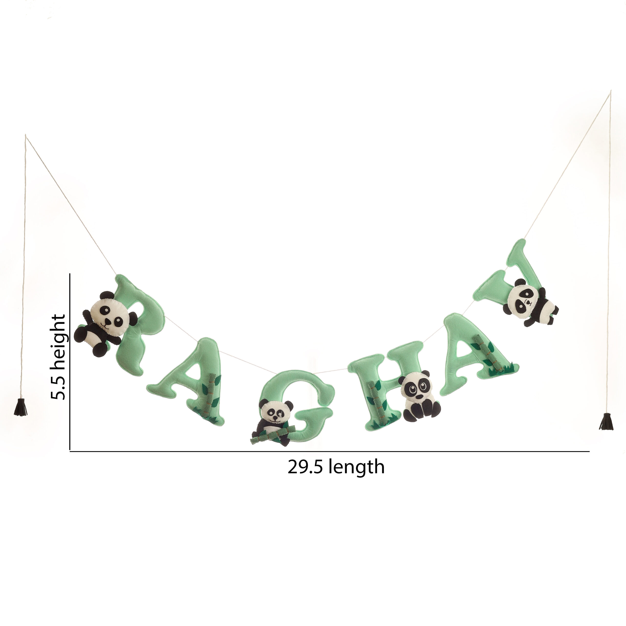 Li'll Pumpkins Panda Theme Personalized name Hanging, Color - Pista Green