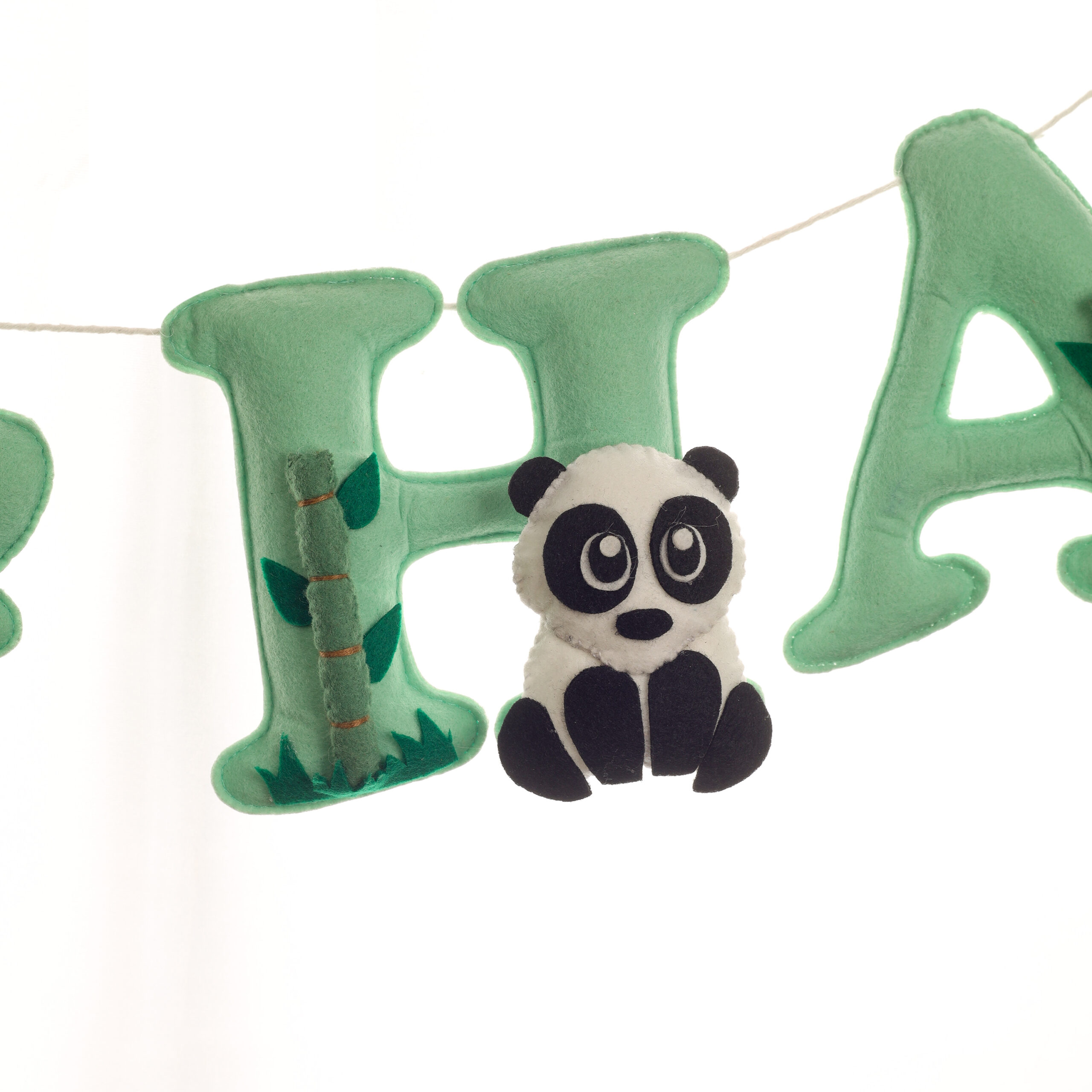 Li'll Pumpkins Panda Theme Personalized name Hanging, Color - Pista Green