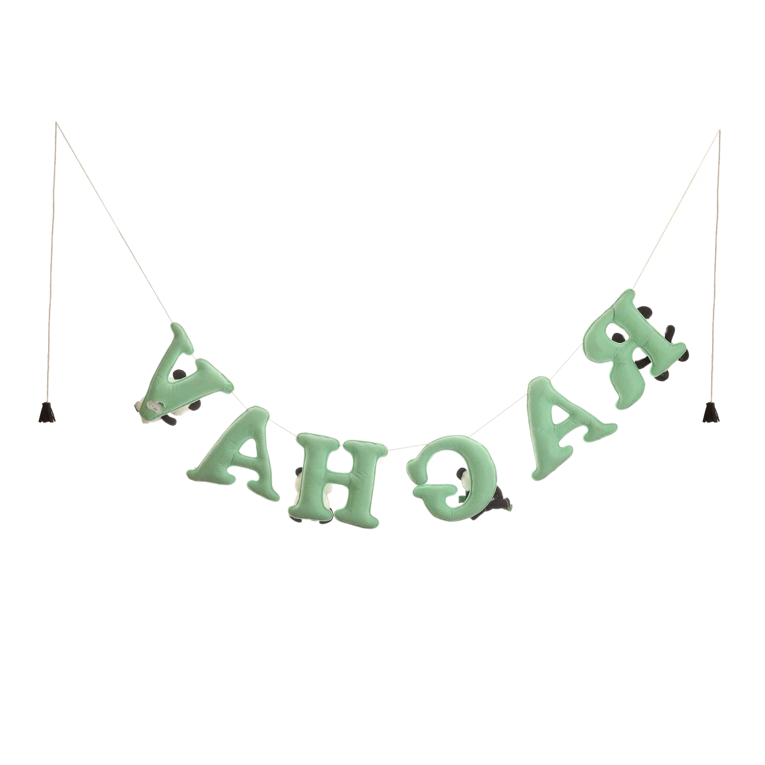 Li'll Pumpkins Panda Theme Personalized name Hanging, Color - Pista Green