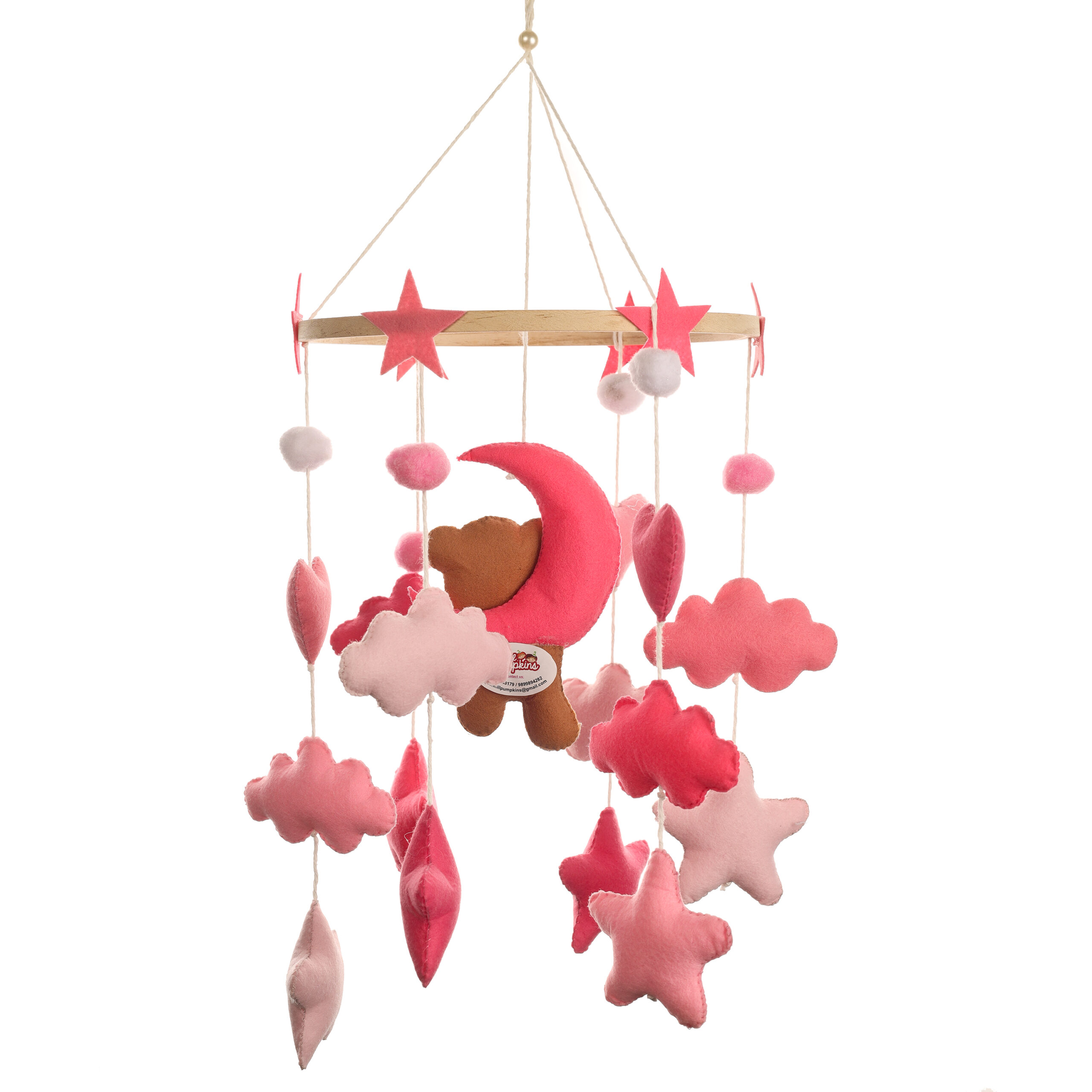 Li'll Pumpkins Unicorn, cloud, starry Personalized newborn Baby Cot Mobile Hanger, Color - Pink