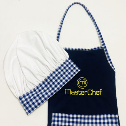Li'll Pumpkins Li’ll Pumpkins Blue Colour Masterchef Apron with Chef Cap for Eating Meals, Drawing, Painting, cooking, Playing, school, ideal for Kids 6-9 Years - Blue (1 apron + chef cap)