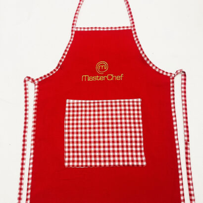 Li'll Pumpkins Li’ll Pumpkins Blue Colour Masterchef Apron for Eating Meals, Drawing, Painting, cooking, Playing, school, ideal for Kids 6-9 Years - Red (1 Apron)