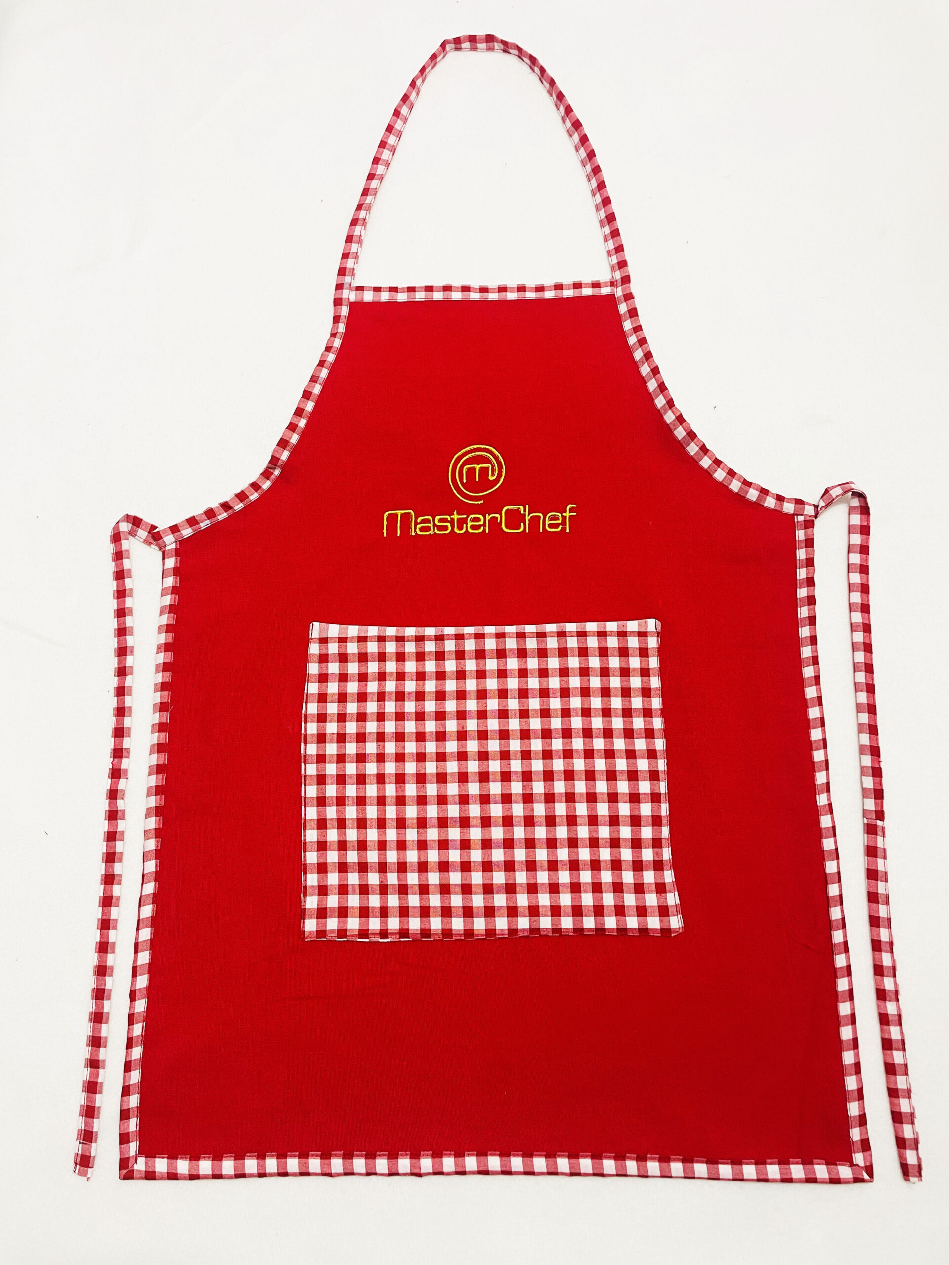 Li'll Pumpkins Li’ll Pumpkins Blue Colour Masterchef Apron for Eating Meals, Drawing, Painting, cooking, Playing, school, ideal for Kids 6-9 Years - Red (1 Apron)